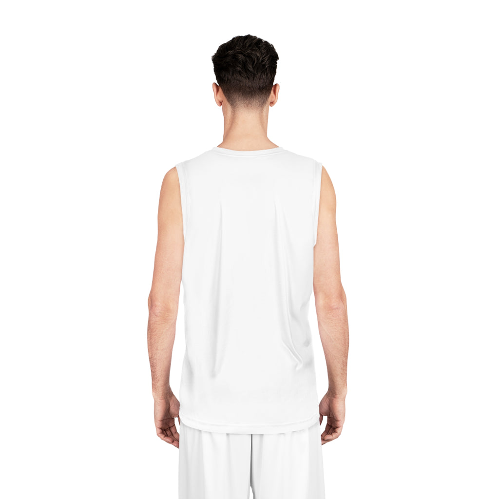 Men's White Basketball Jersey — Red '23' Patch Logo