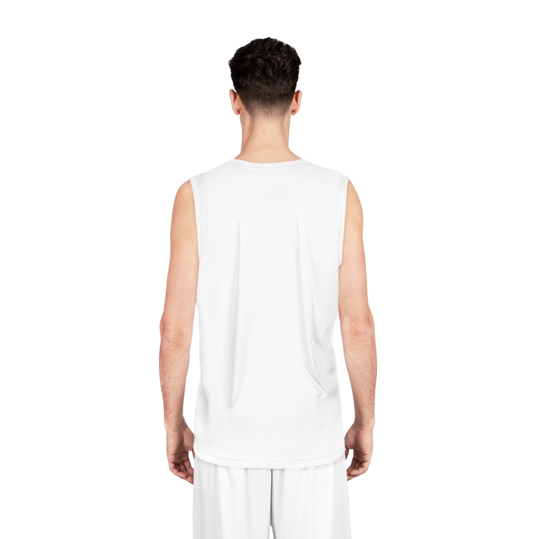Men's White Basketball Jersey — Red '23' Patch Logo