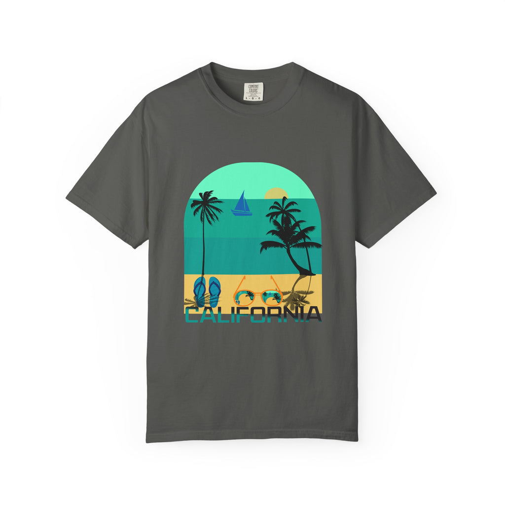 California Beach Surf T-Shirt  Retro Palm Trees & ‘SURFING’ Graphic