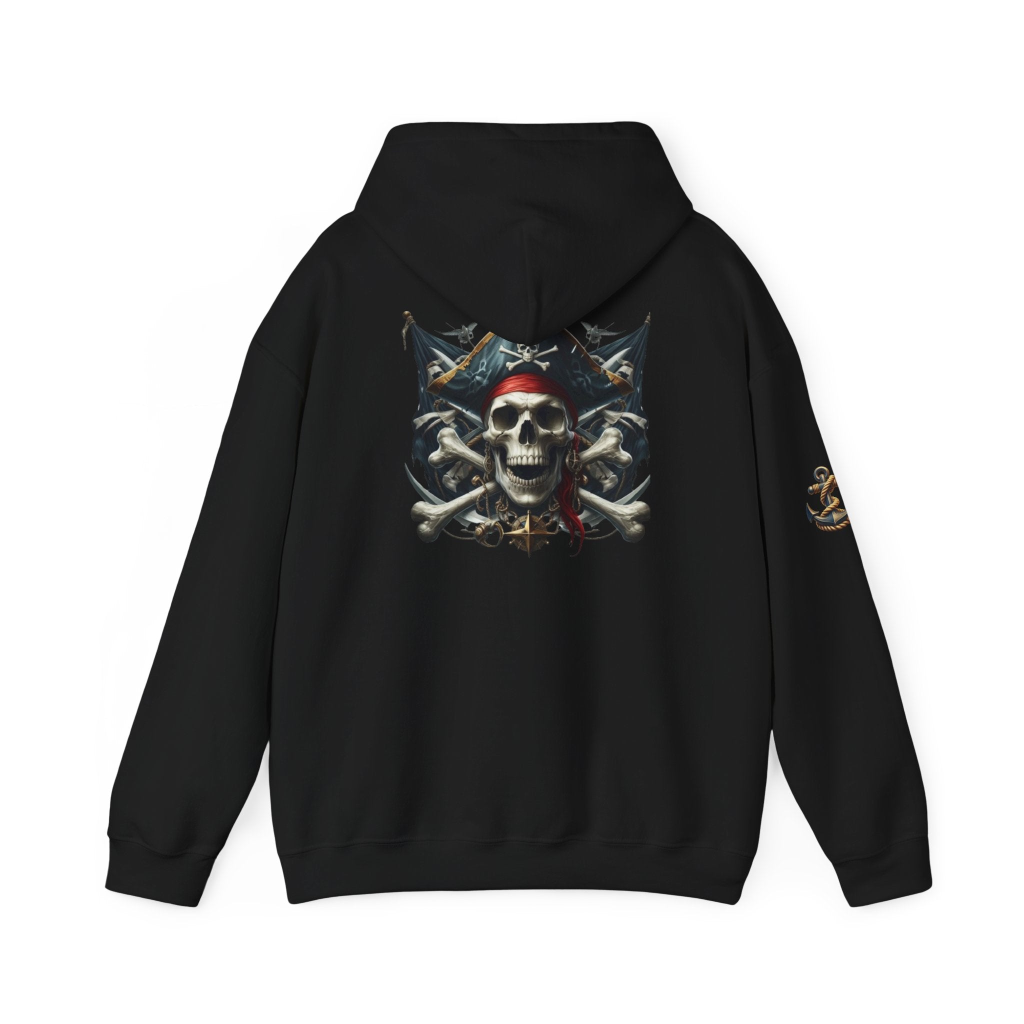 Pirate Skull Anchor Hoodie  Nautical Skull & Crossbones Pullover