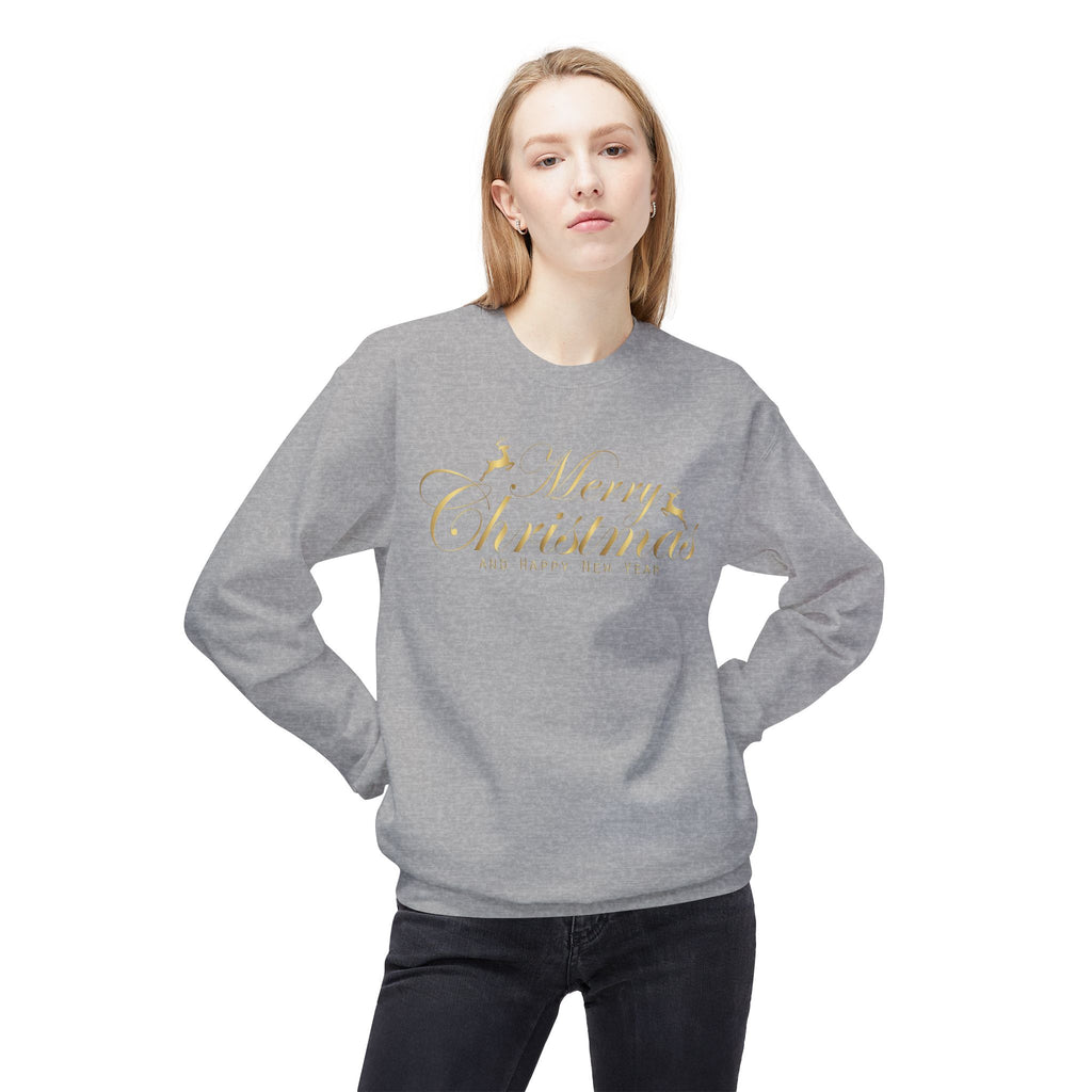 Merry Christmas gold script Sweatshirt Holiday Noel glitter lettering