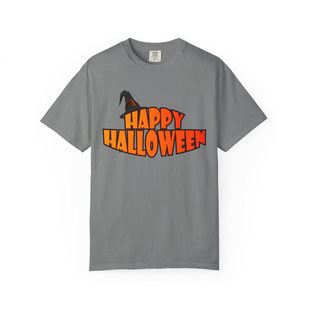 Halloween Icons T-Shirt — "Happy Halloween" Graphic Tee with Spooky Back Illustrations