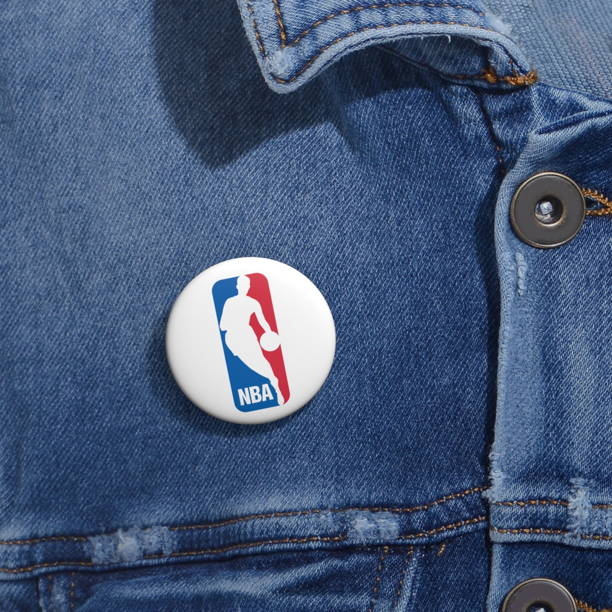 NBA Logo Pin Button — Basketball Fan Lapel Button