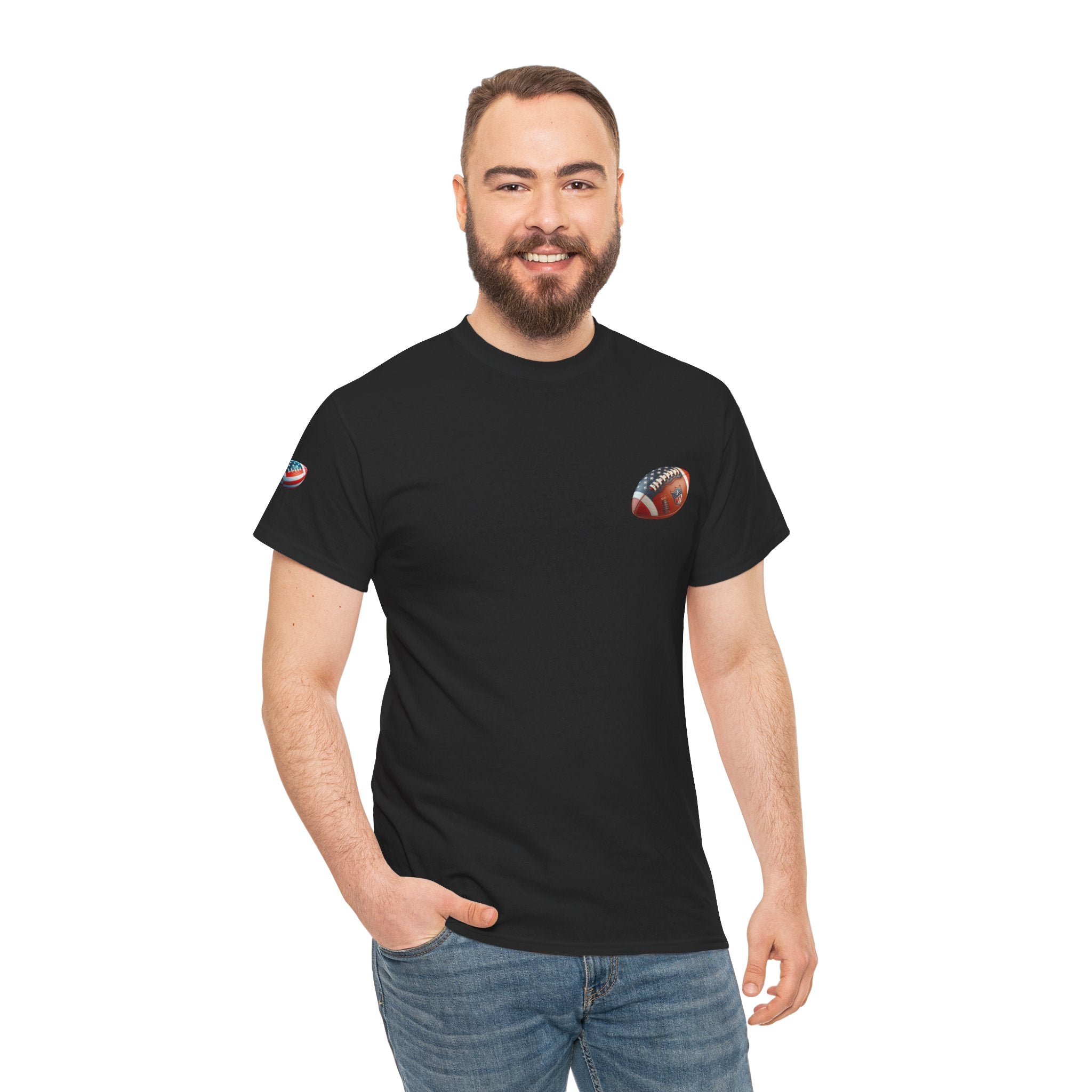 Football Player Graphic Tee  Retro Gridiron Jersey Design