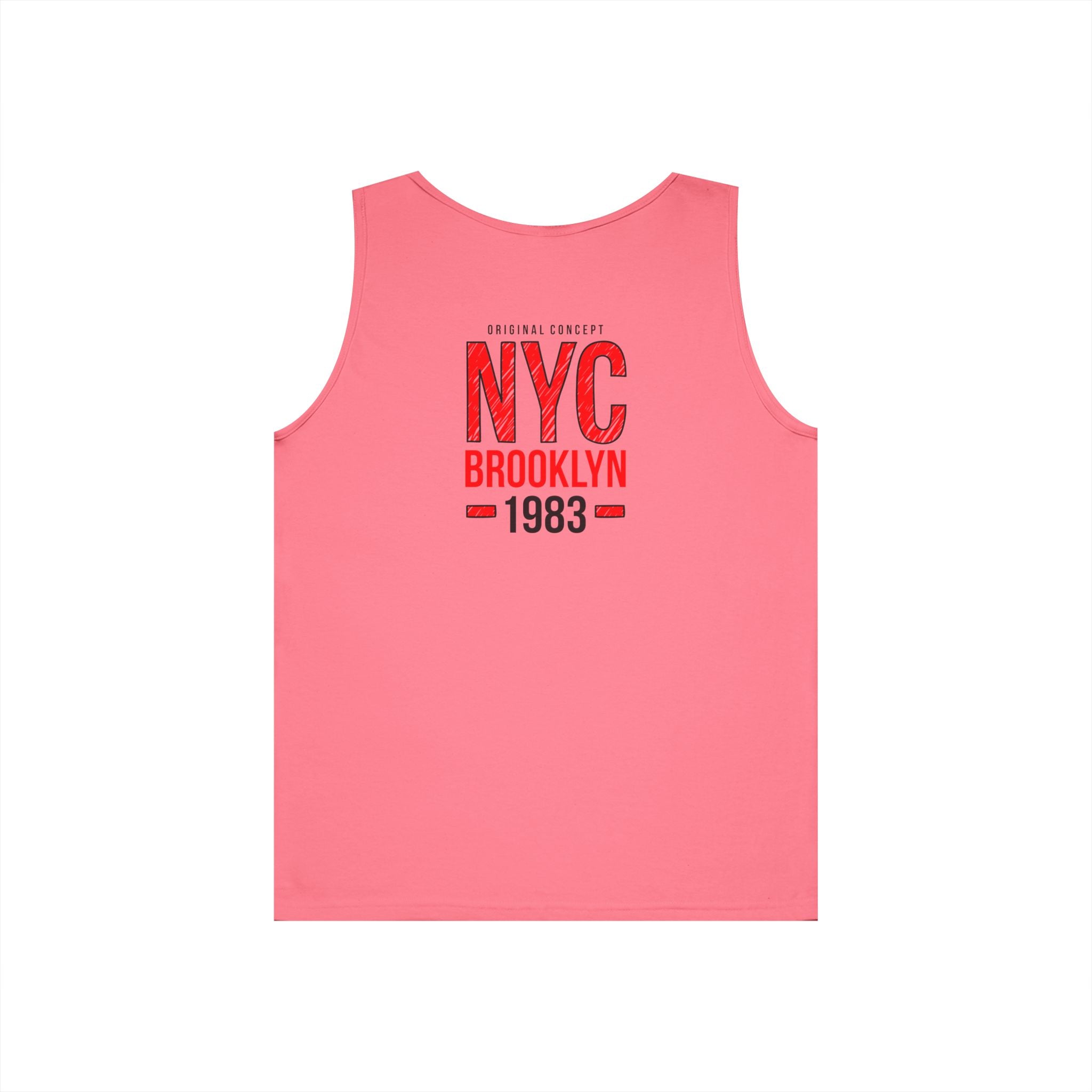 NYC Brooklyn Tank Top  Minimal Yankees Logo Front, Red NYC Back Streetwear