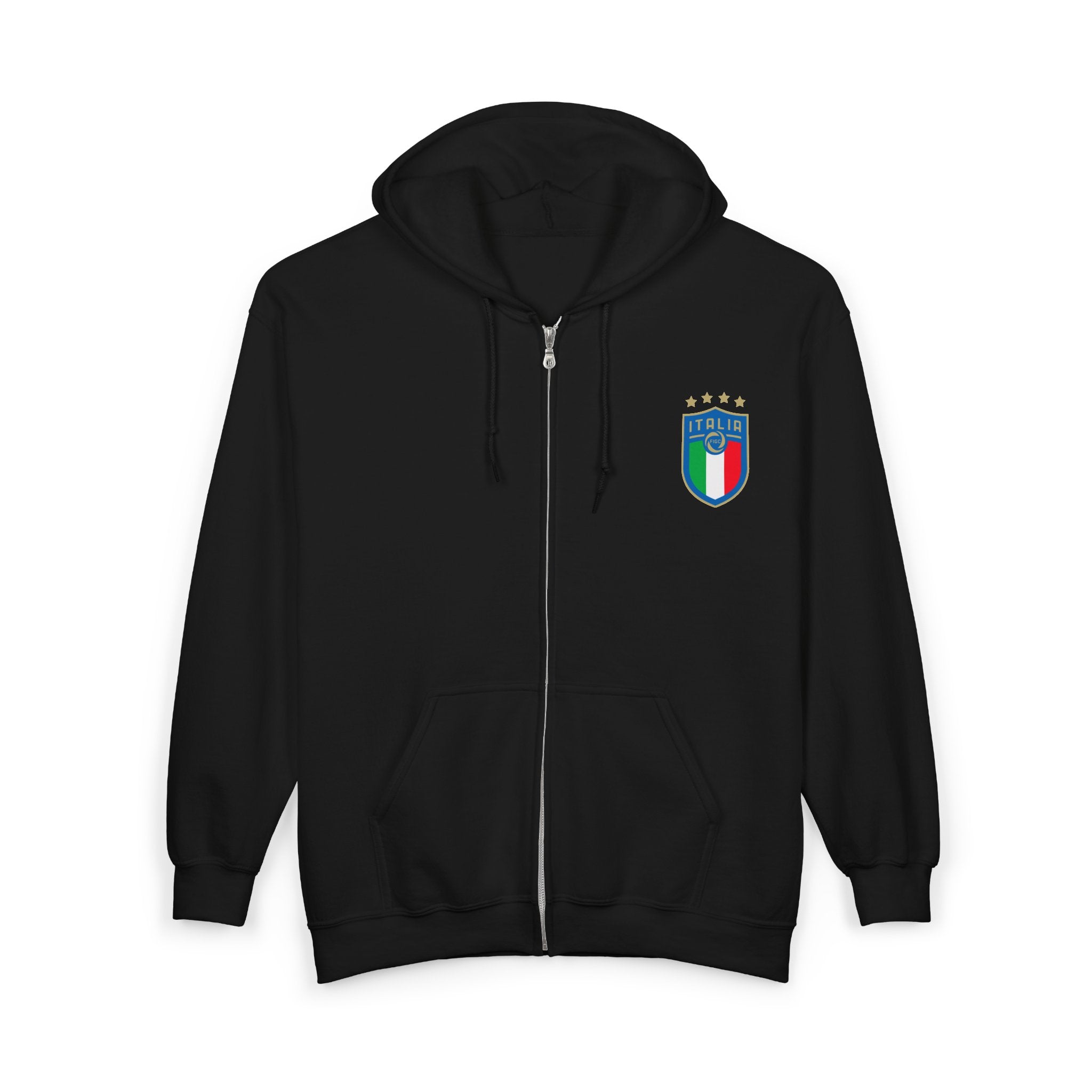 Italian Shield Crest Zip Hoodie  Italy Football Soccer Emblem