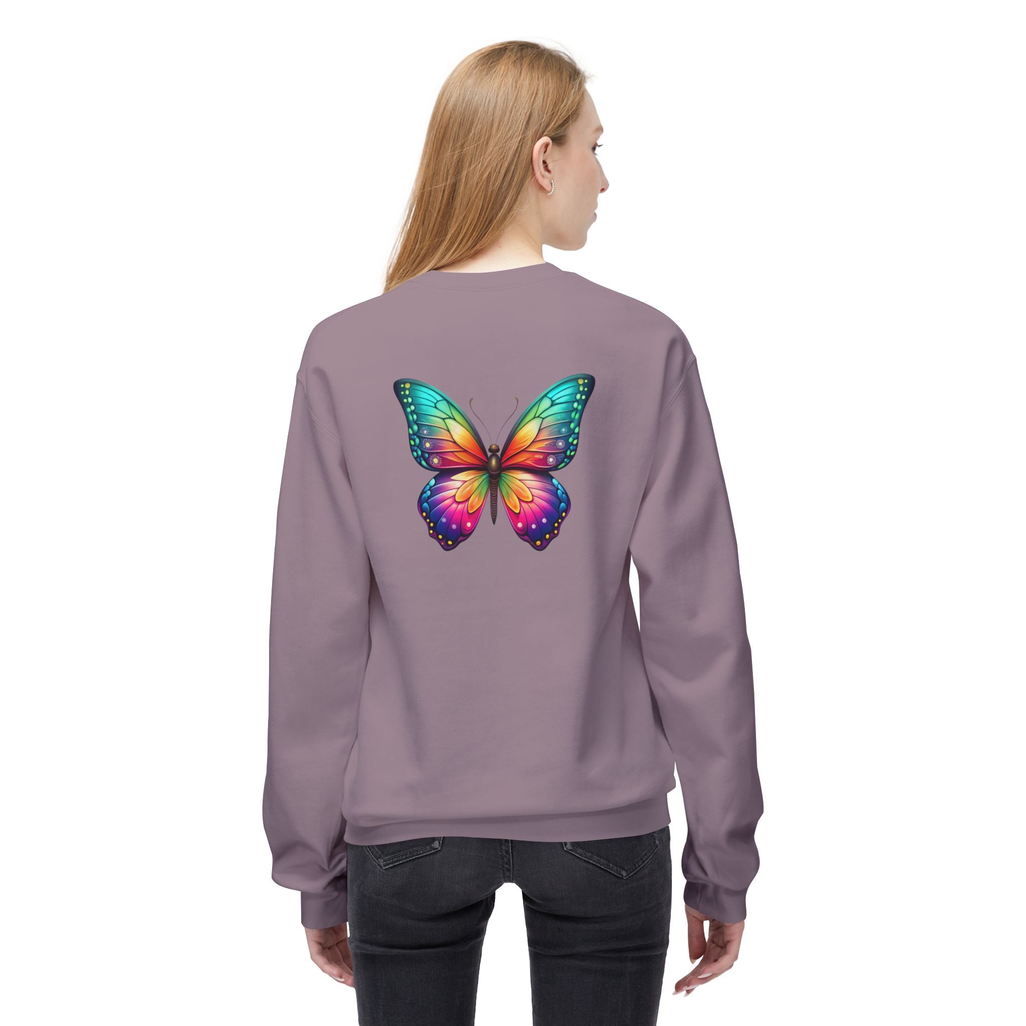 Rainbow Butterfly Sweatshirt | Colorful Monarch Wing Graphic