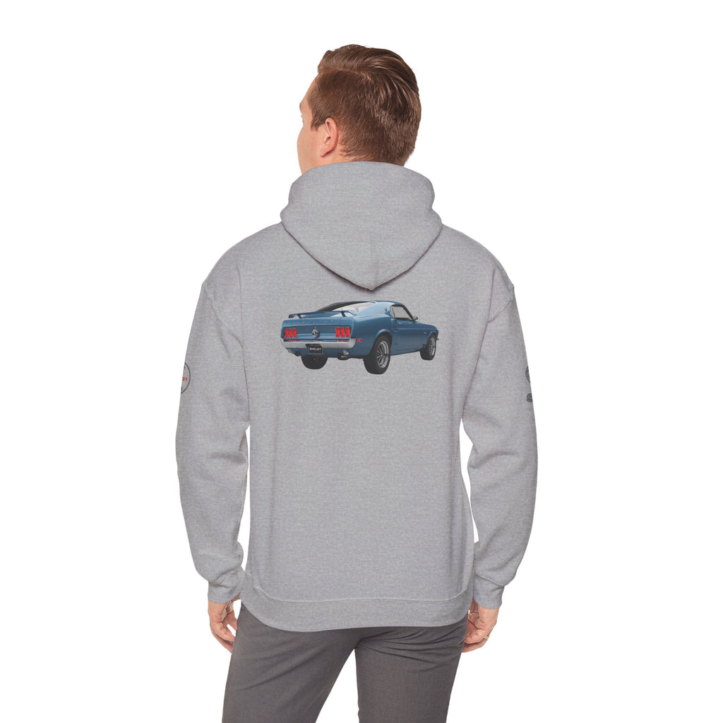 Classic Mustang Hoodie  Vintage Blue Pony Car Pullover