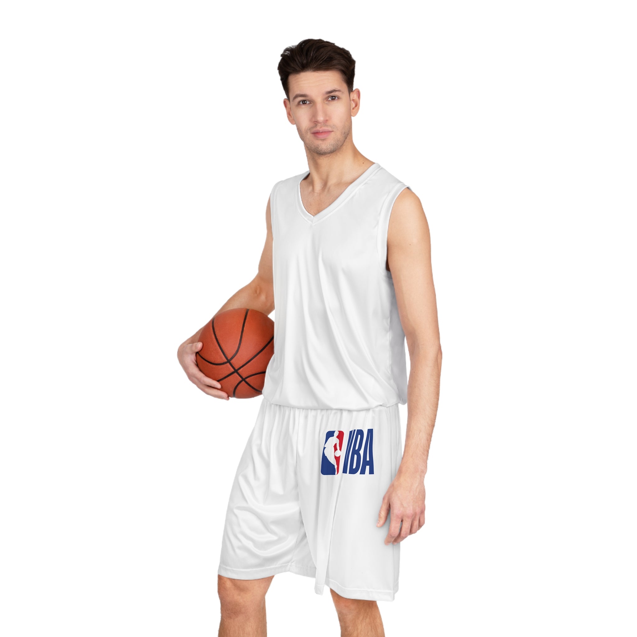 NBA Logo Basketball Shorts  White Athletic AOP Performance Shorts