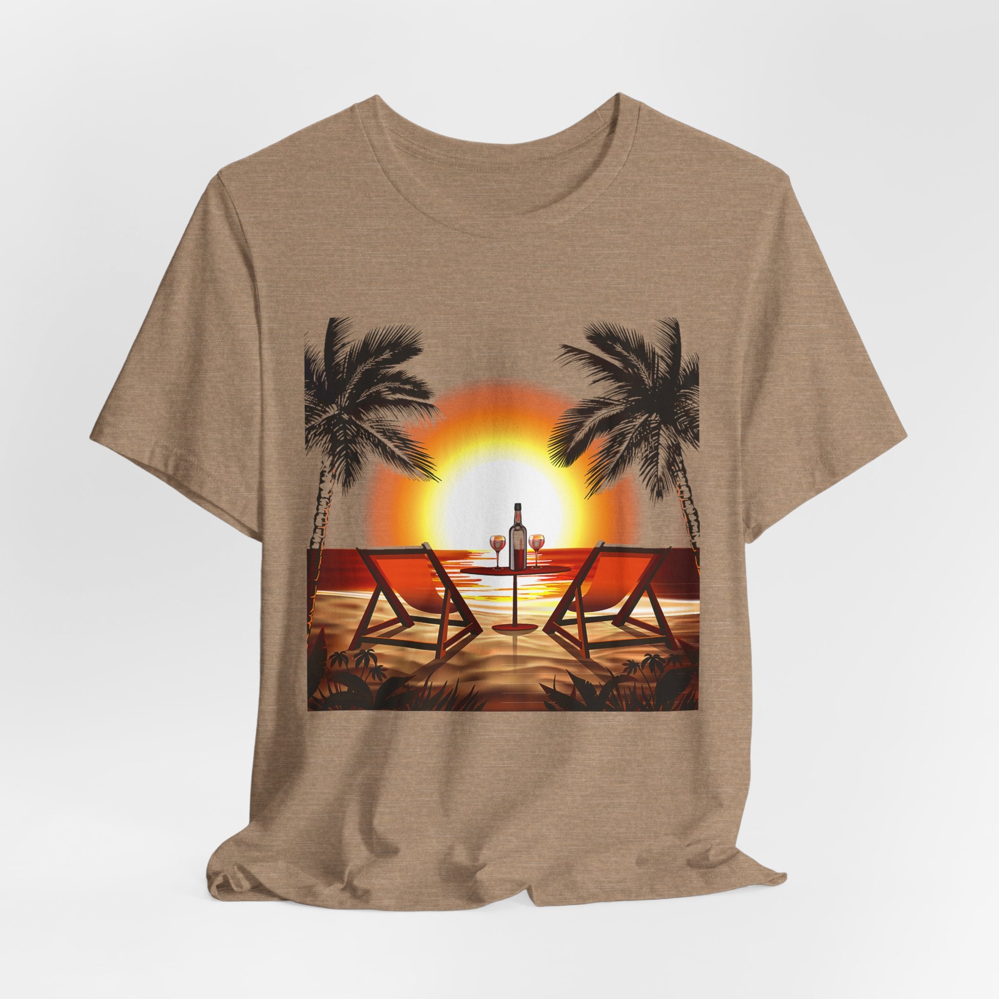 Beach Sunset with Palm Trees Tee Tropical Sunset T-Shirt