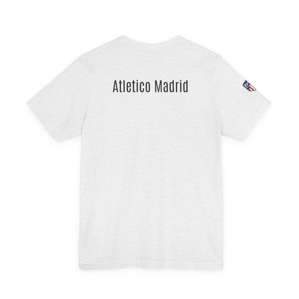 Atletico Madrid Shield T-Shirt Front Chest & Sleeve Logo Soccer Tee