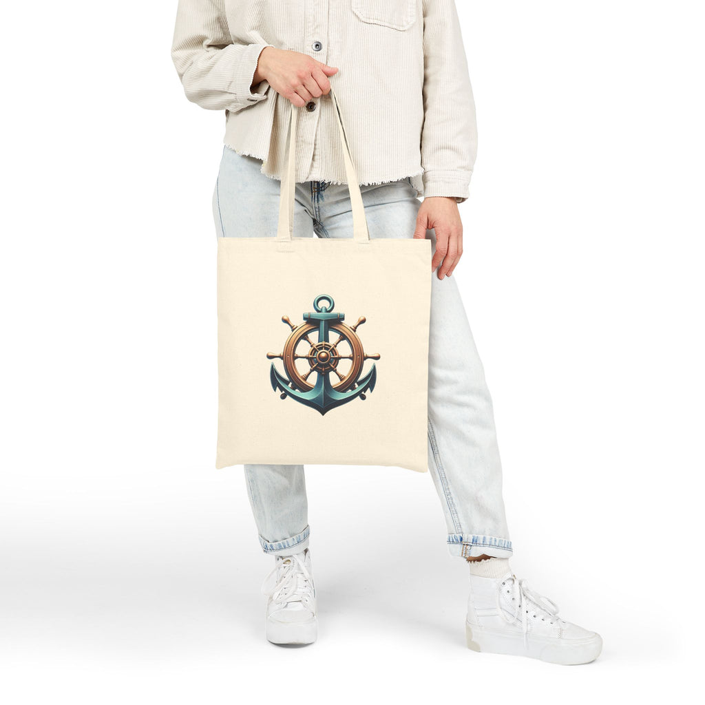 Pirate Skull & Anchor Canvas Tote Bag — Nautical Pirate Beach Shopping Tote