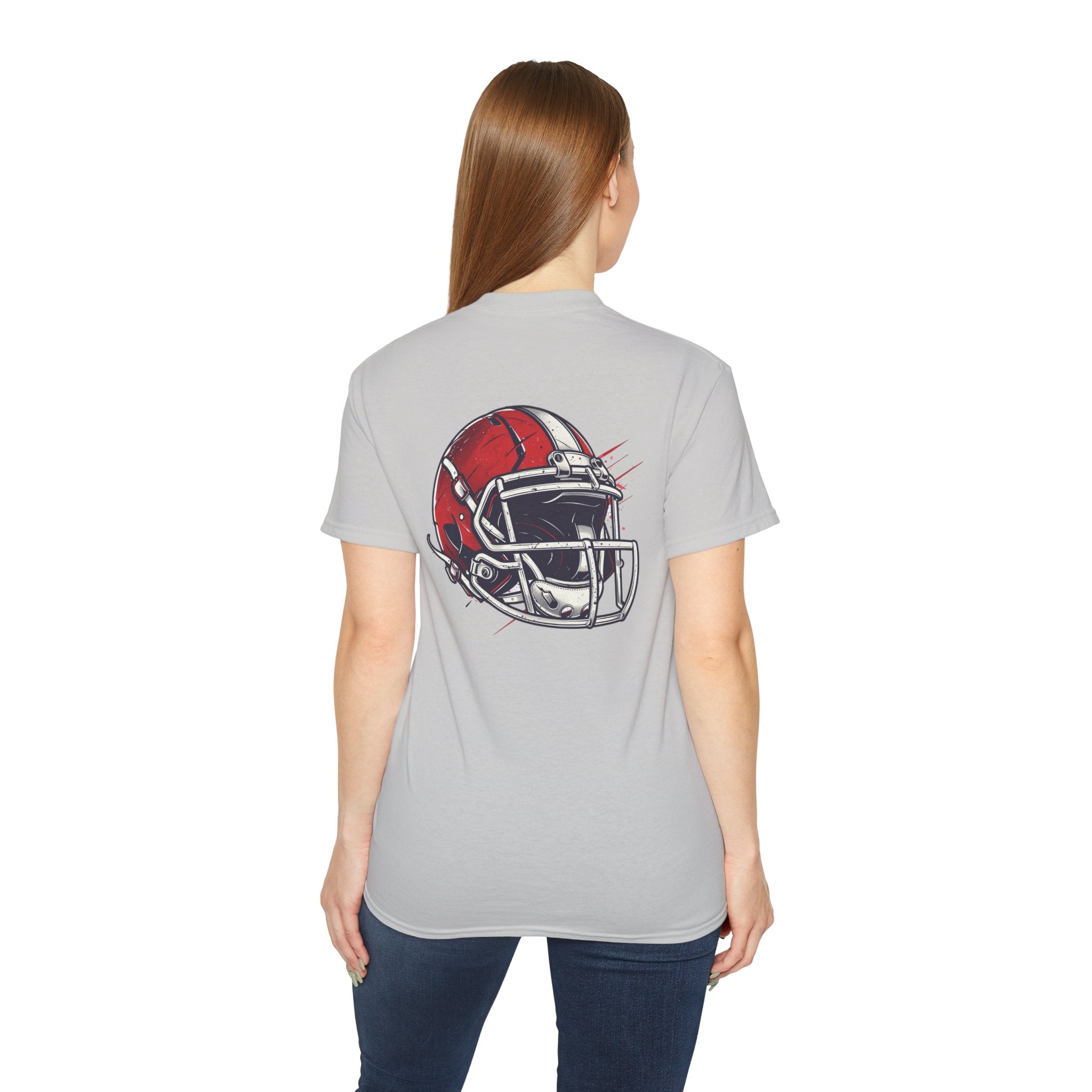 Football Helmet & Ball Graphic Tee  Vintage Red Helmet Short-Sleeve Shirt