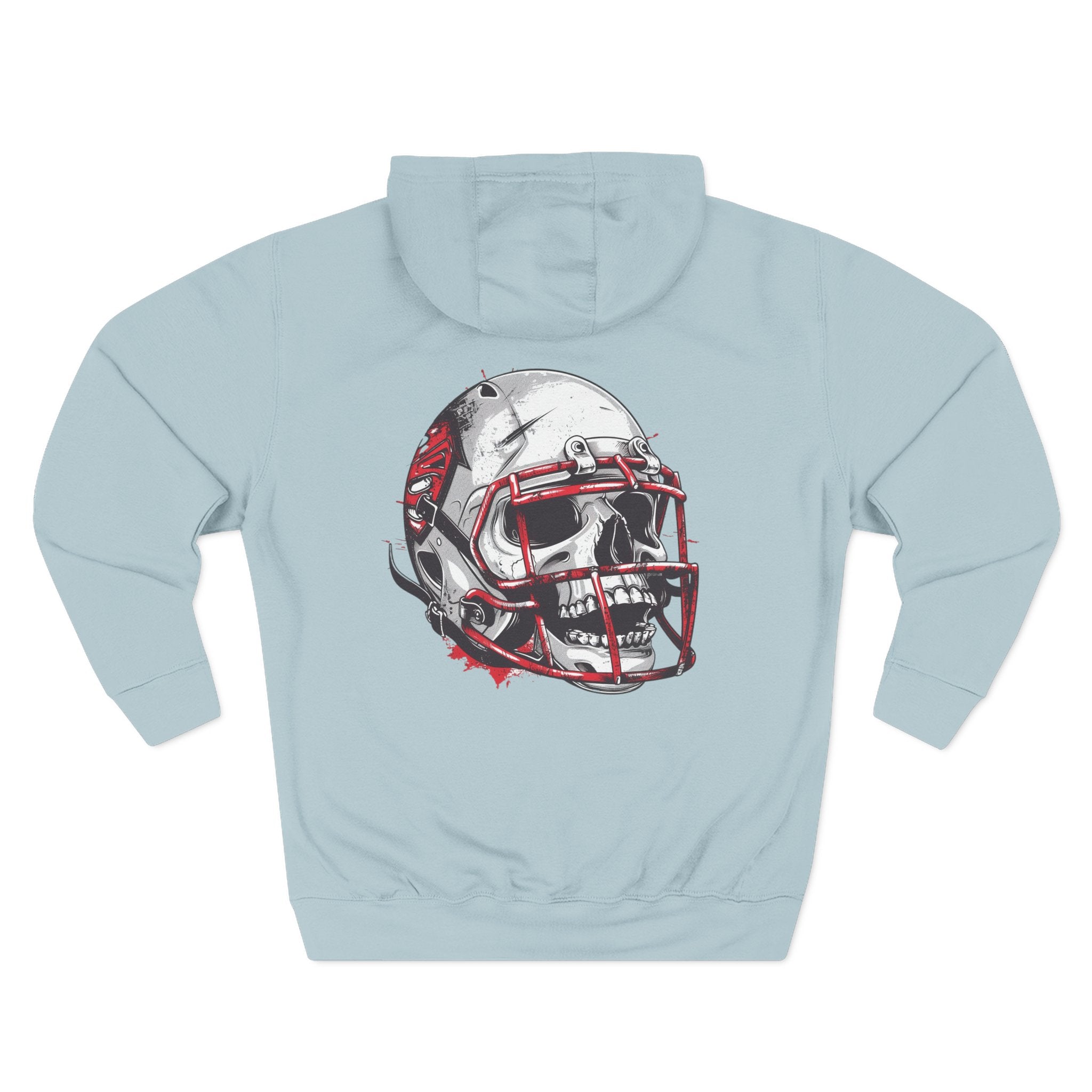 Football Helmet Skull Hoodie  Graphic Fleece Pullover for Fans