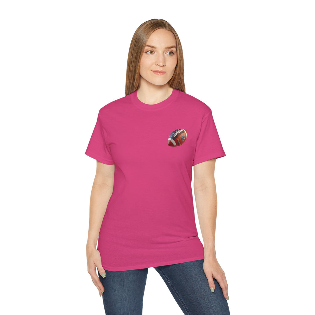 Football Helmet & Ball Graphic Tee  Vintage Red Helmet Short-Sleeve Shirt
