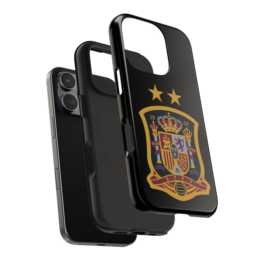 Spain Soccer Crest Tough Phone Case  Black Protective iPhone Case with Two Stars