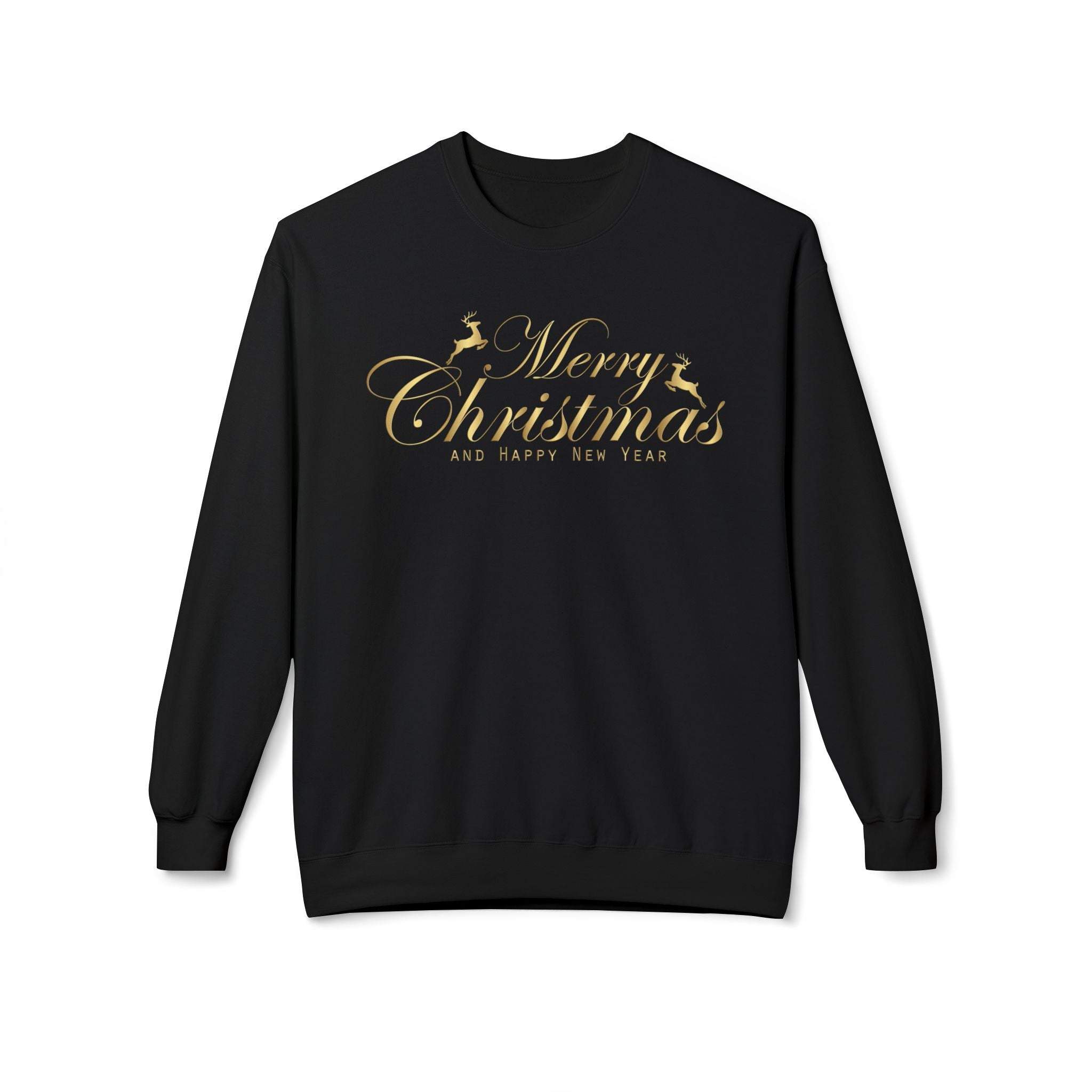 Merry Christmas gold script Sweatshirt Holiday Noel glitter lettering