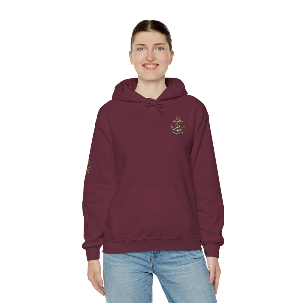 Pirate Skull Anchor Hoodie  Nautical Skull & Crossbones Pullover