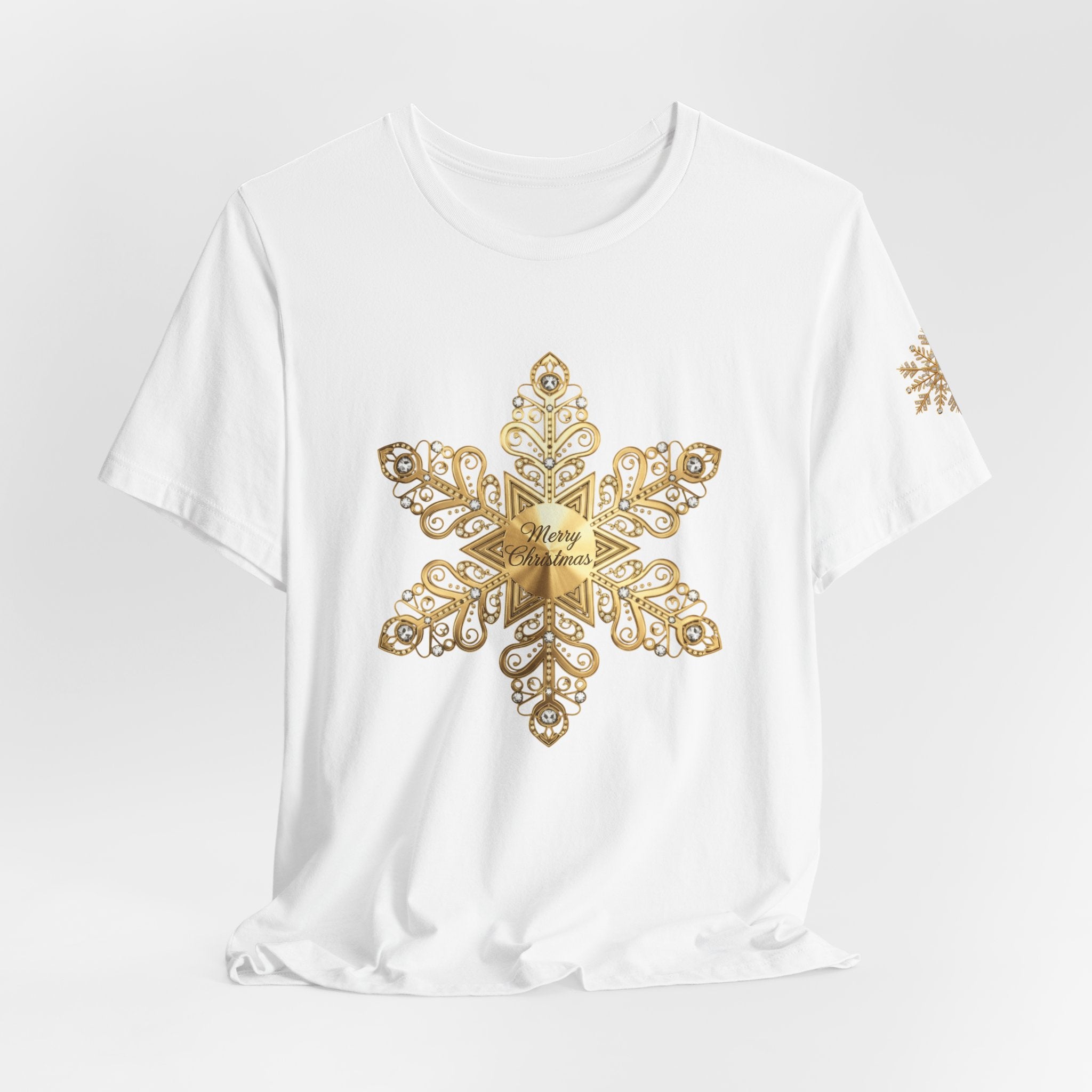 Gold Snowflake Tee Ornate Metallic Snowflake Design