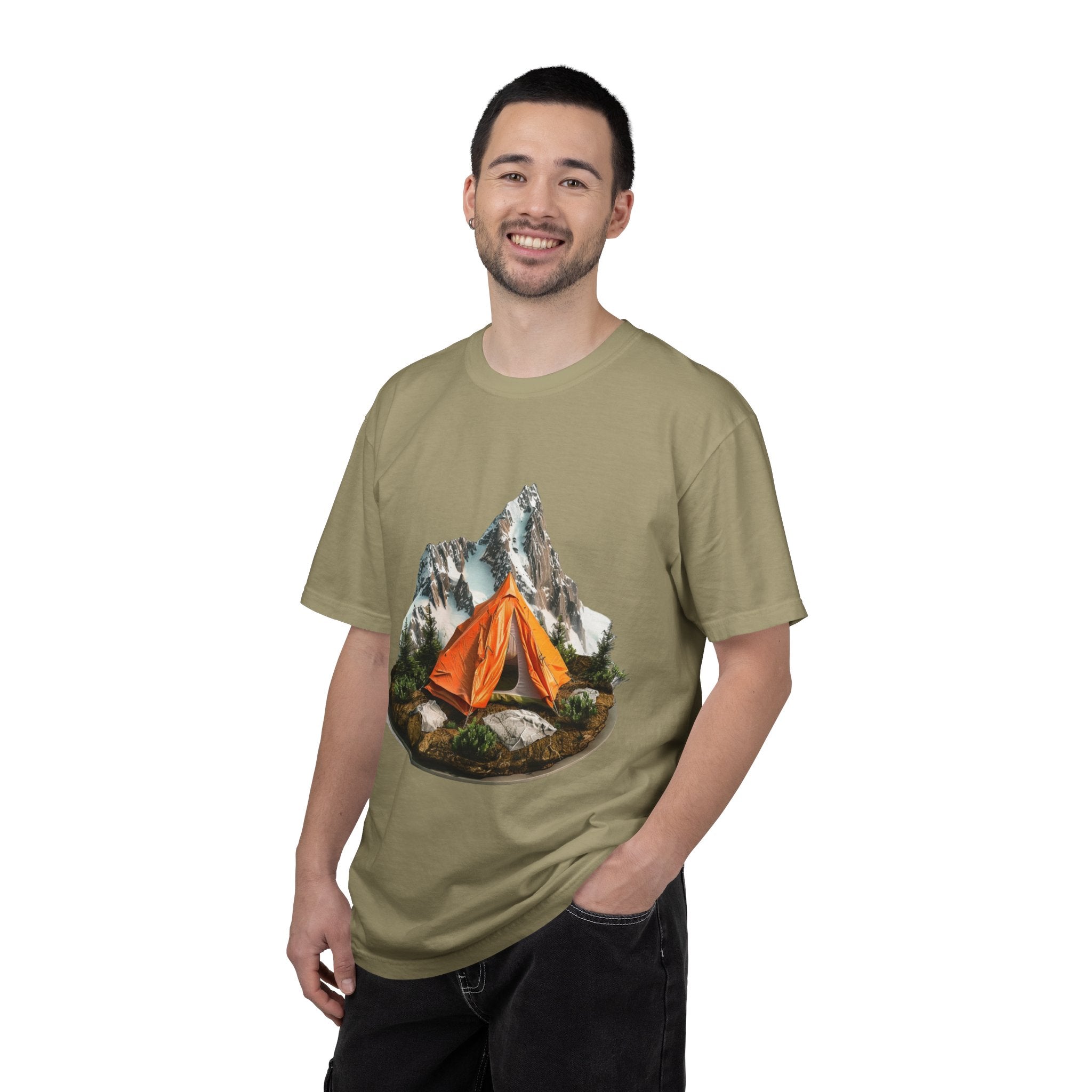 Mountain Camping Tent T-Shirt  Orange Tent Campsite Graphic