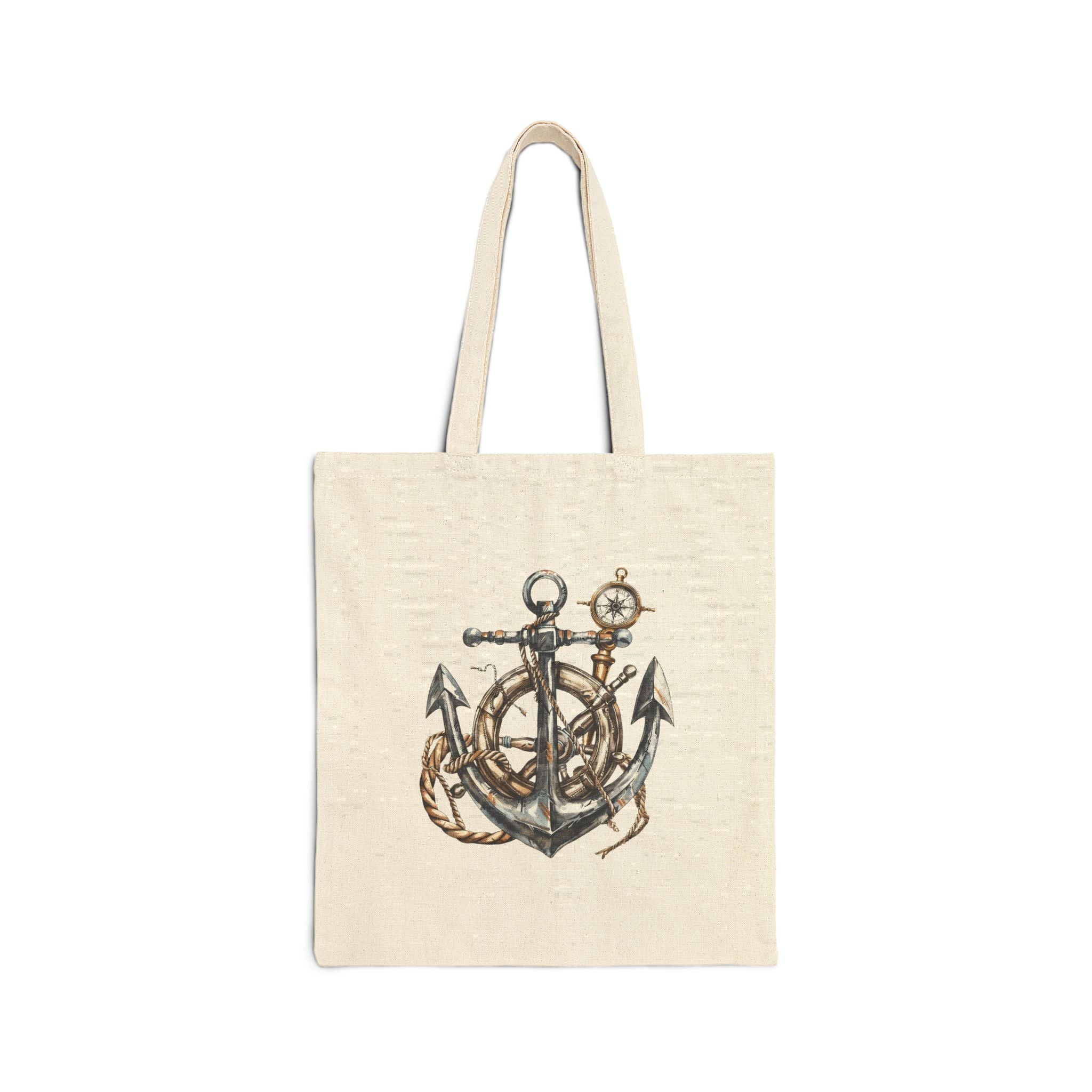 Nautical Canvas Tote — Vintage Ship & Anchor Cotton Tote Bag