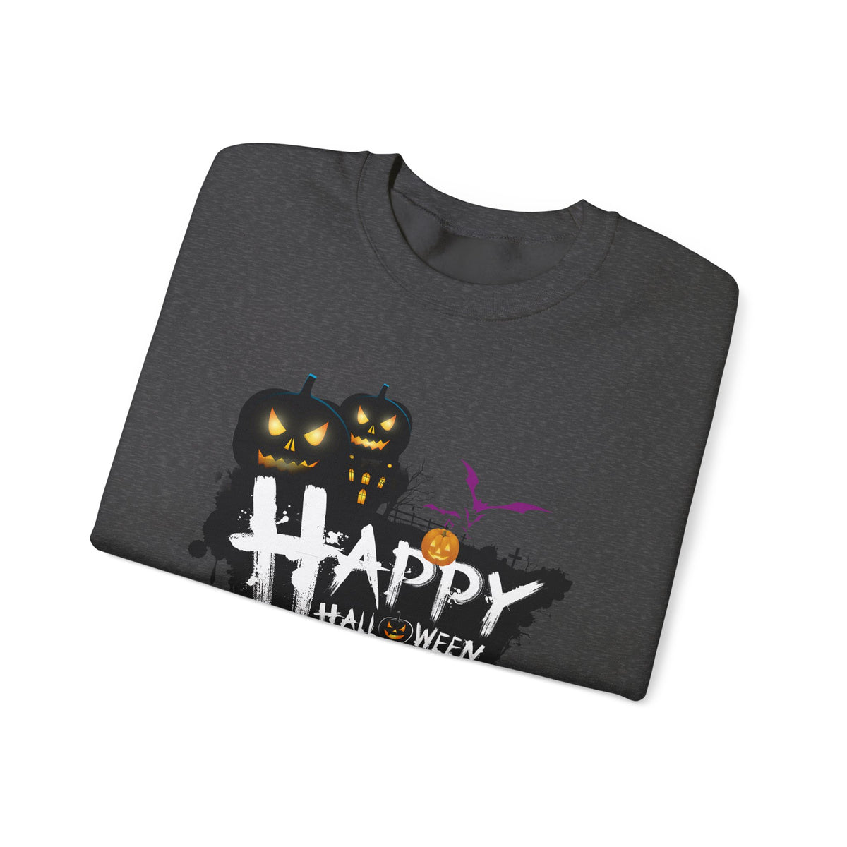 Halloween Pumpkin Crewneck Sweatshirt — "Happy Halloween" Graphic