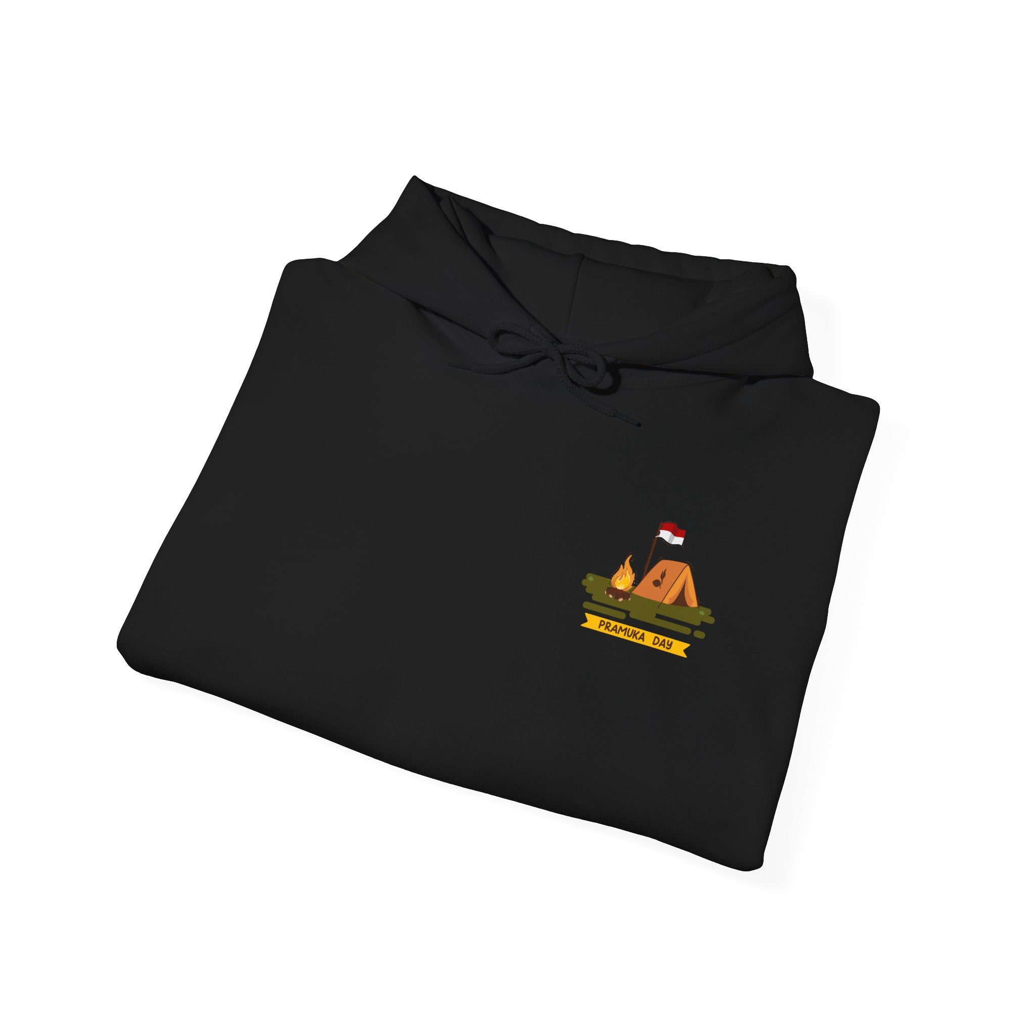 Camping Gear Hoodie  Tent, Boots, Lantern, Campfire Illustration