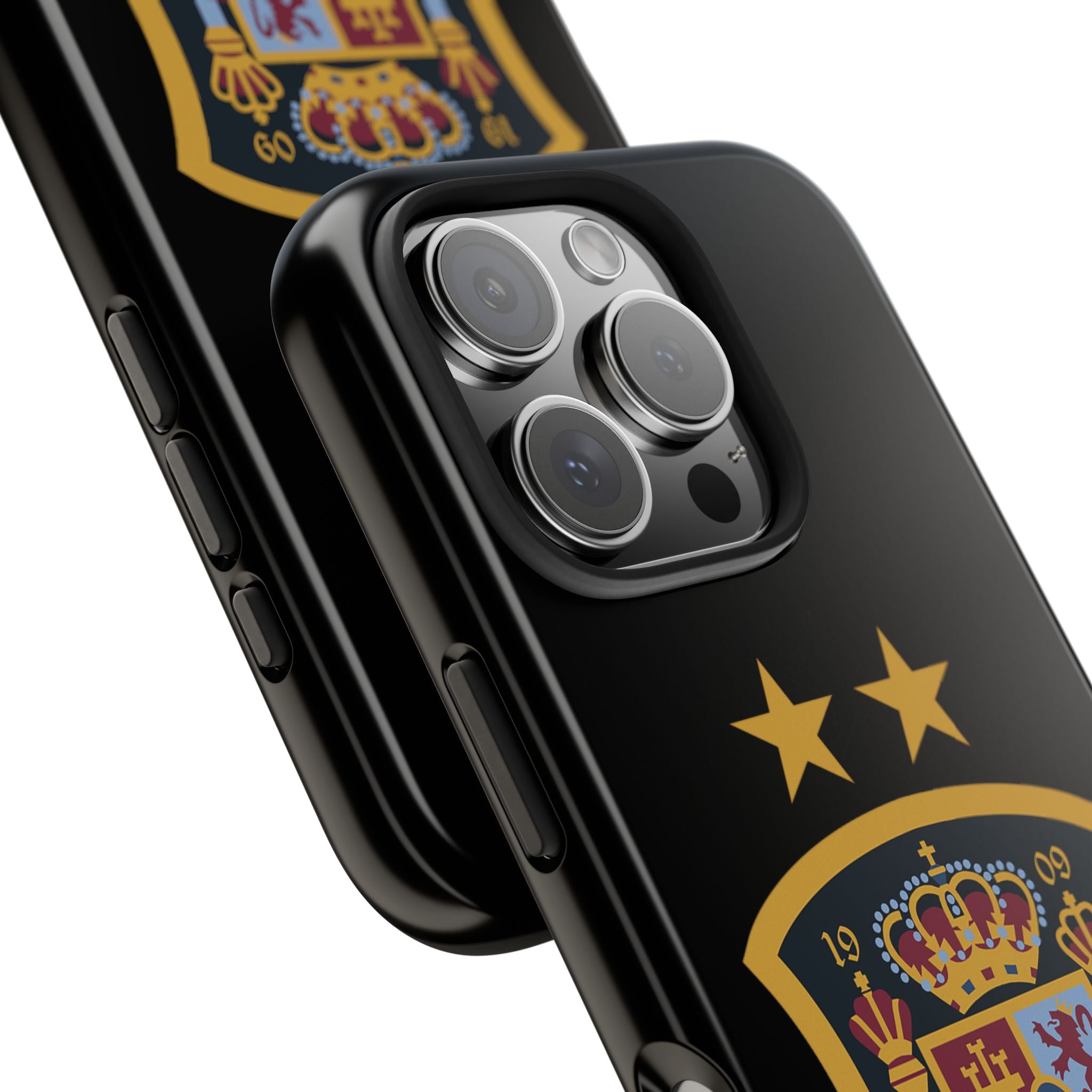 Spain Soccer Crest Tough Phone Case  Black Protective iPhone Case with Two Stars