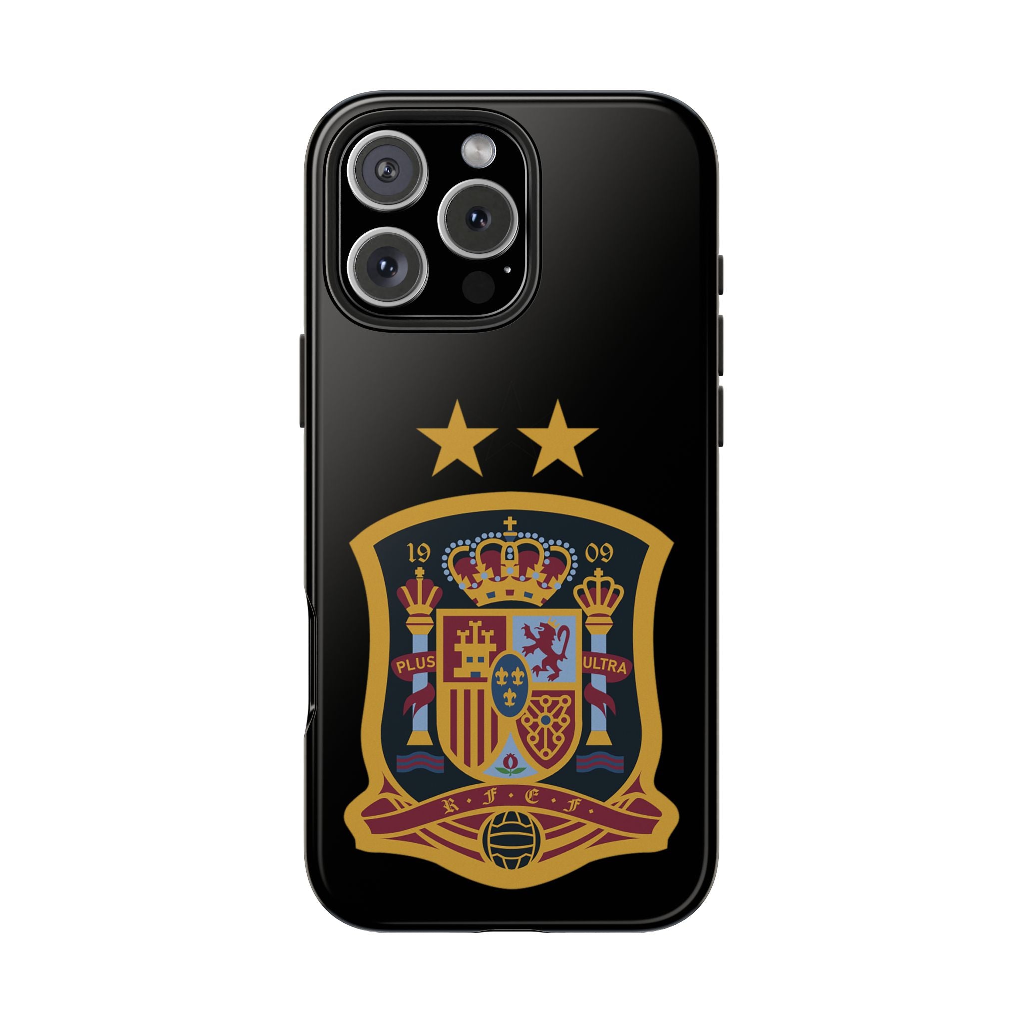 Spain Soccer Crest Tough Phone Case  Black Protective iPhone Case with Two Stars