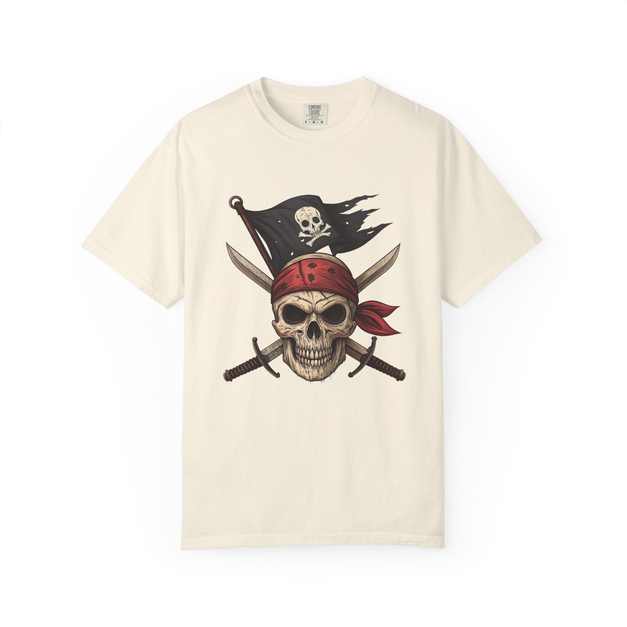 Pirate Skull T-Shirt Jolly Roger Bandana Graphic Tee