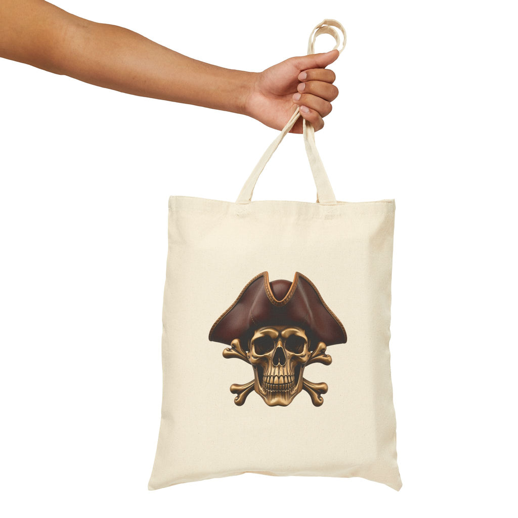 Pirate Skull & Anchor Canvas Tote Bag — Nautical Pirate Beach Shopping Tote