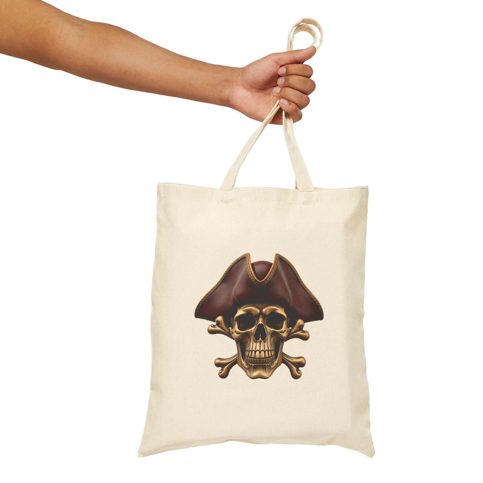 Pirate Skull & Anchor Canvas Tote Bag — Nautical Pirate Beach Shopping Tote