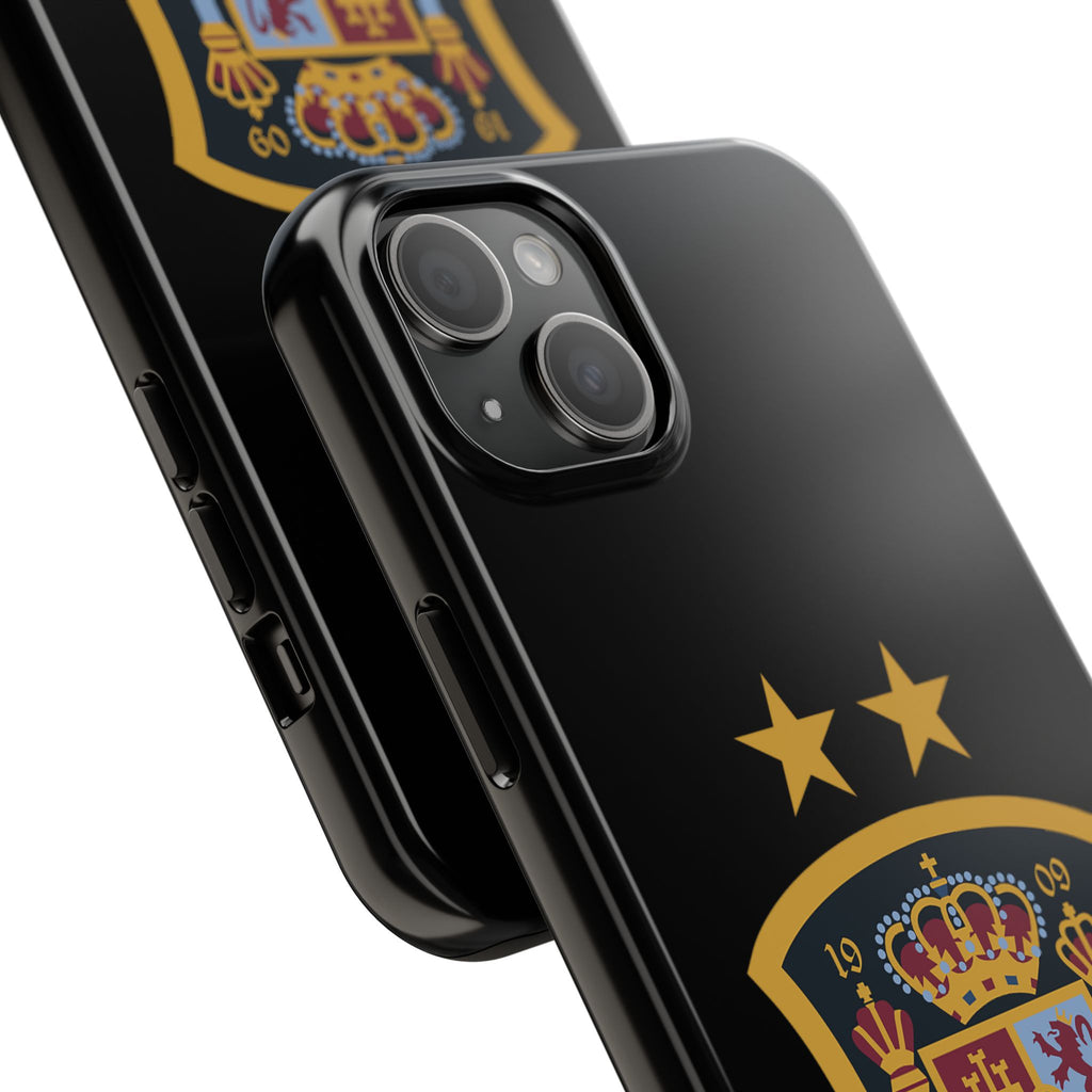 Spain Soccer Crest Tough Phone Case  Black Protective iPhone Case with Two Stars