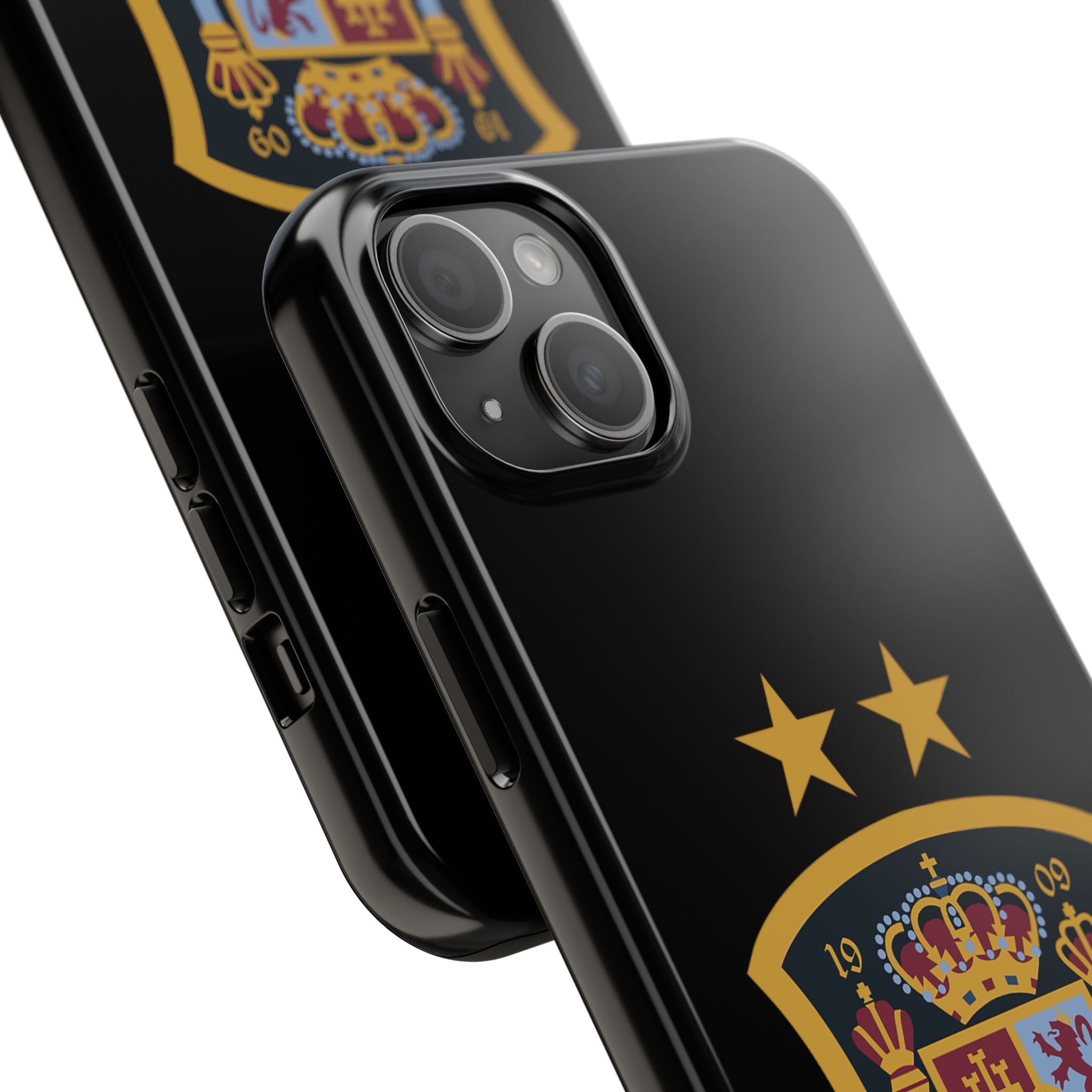 Spain Soccer Crest Tough Phone Case  Black Protective iPhone Case with Two Stars