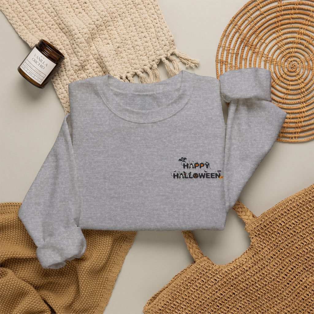 Halloween Candy Crewneck Sweatshirt — 'Happy Halloween' Jack-o'-Lantern & Candy Design