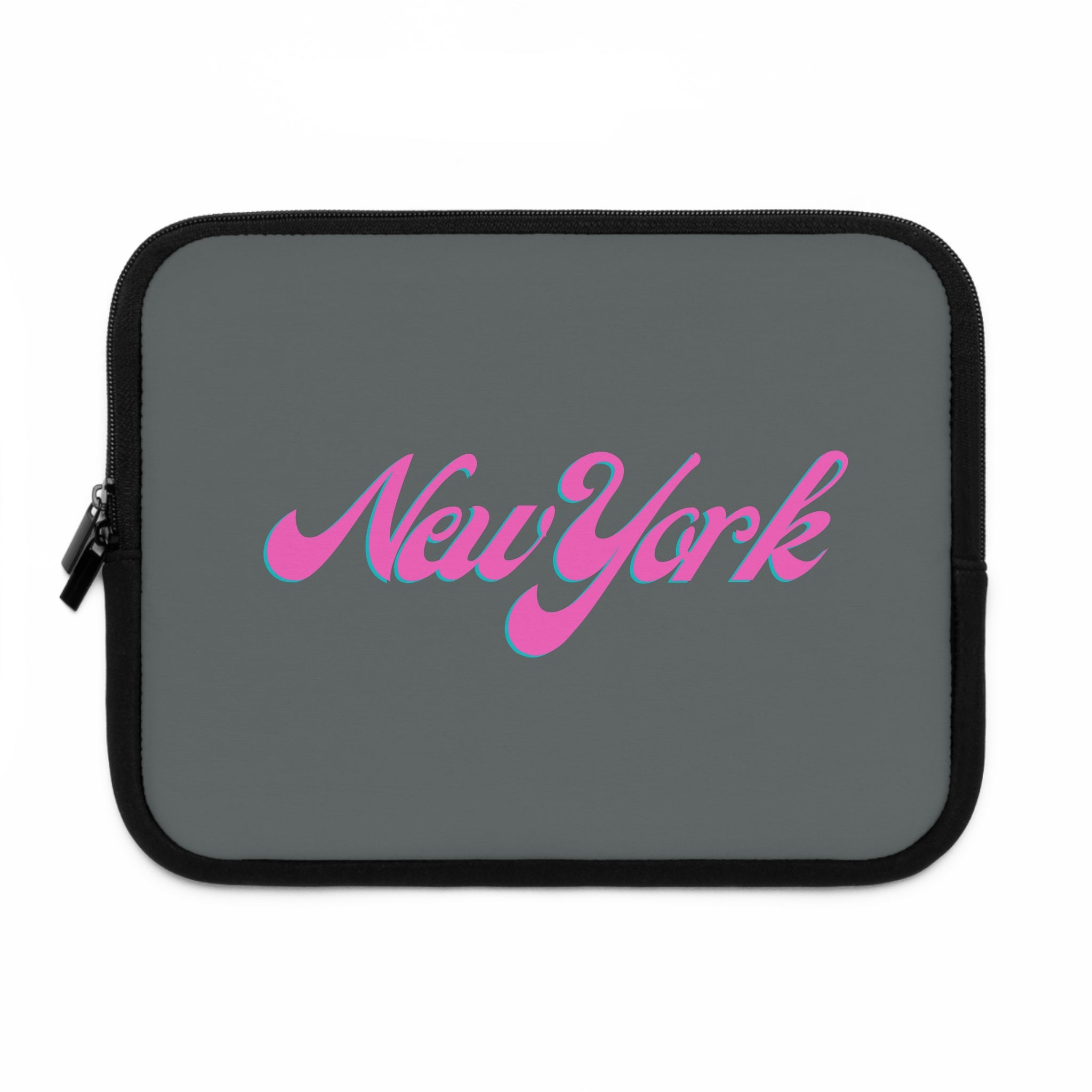 New York Pink Script Laptop Sleeve  Retro City Typography Sleeve