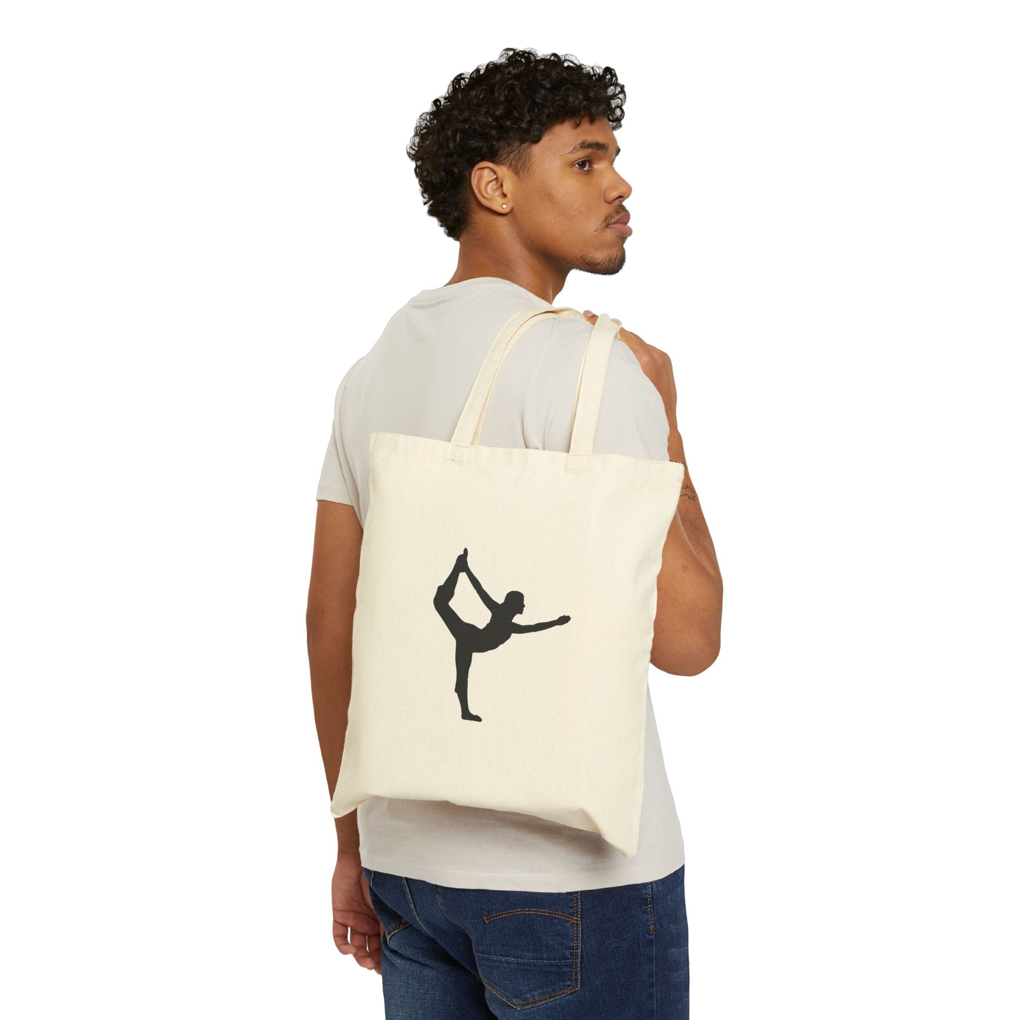 Yoga Silhouette Cotton Tote Meditation & Stretch Pose Canvas Bag