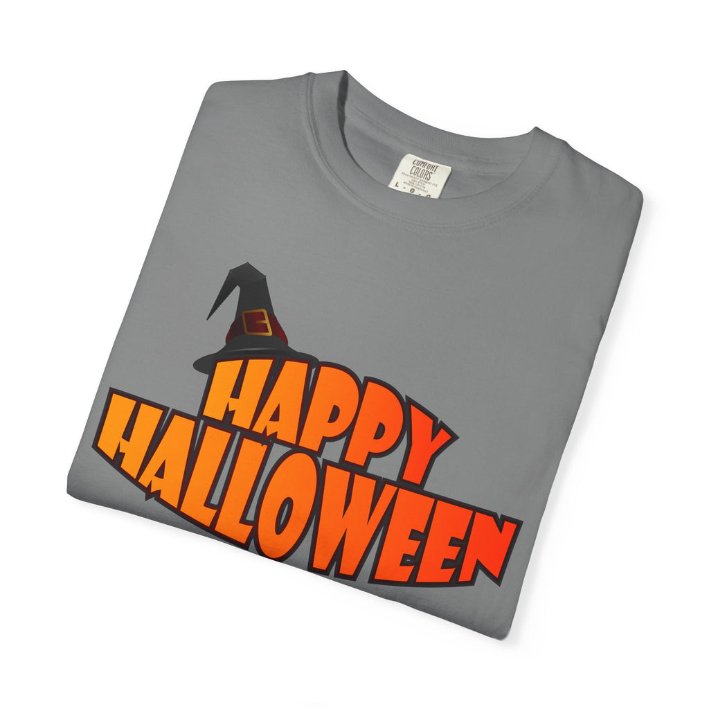 Halloween Icons T-Shirt — "Happy Halloween" Graphic Tee with Spooky Back Illustrations