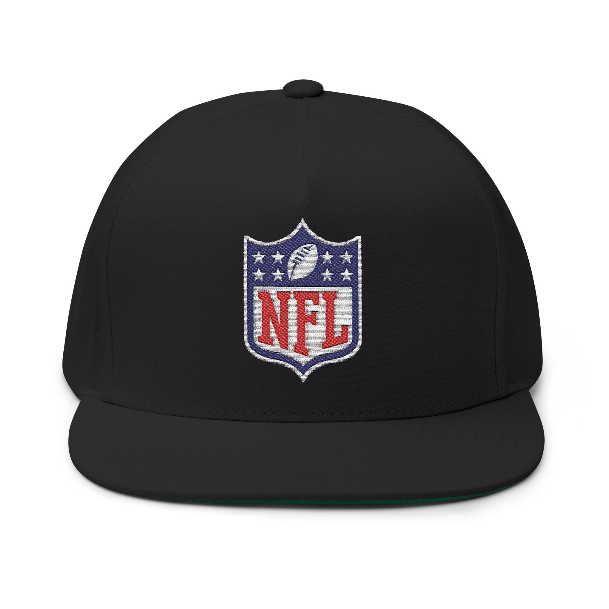 Embroidered NFL Shield Flat Bill Cap — Snapback Football Hat