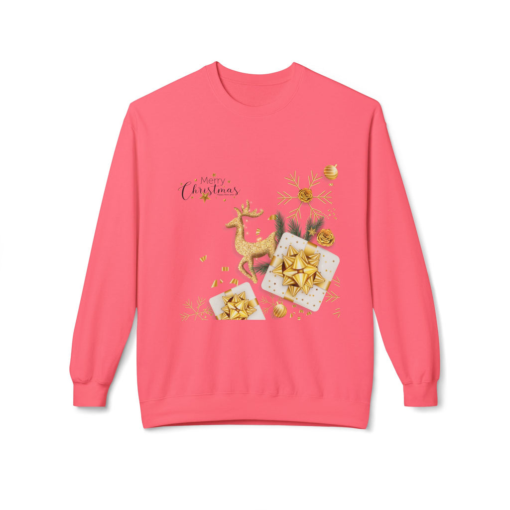Gold Reindeer & Ornaments Christmas Crewneck Sweatshirt | Holiday Sweatshirt