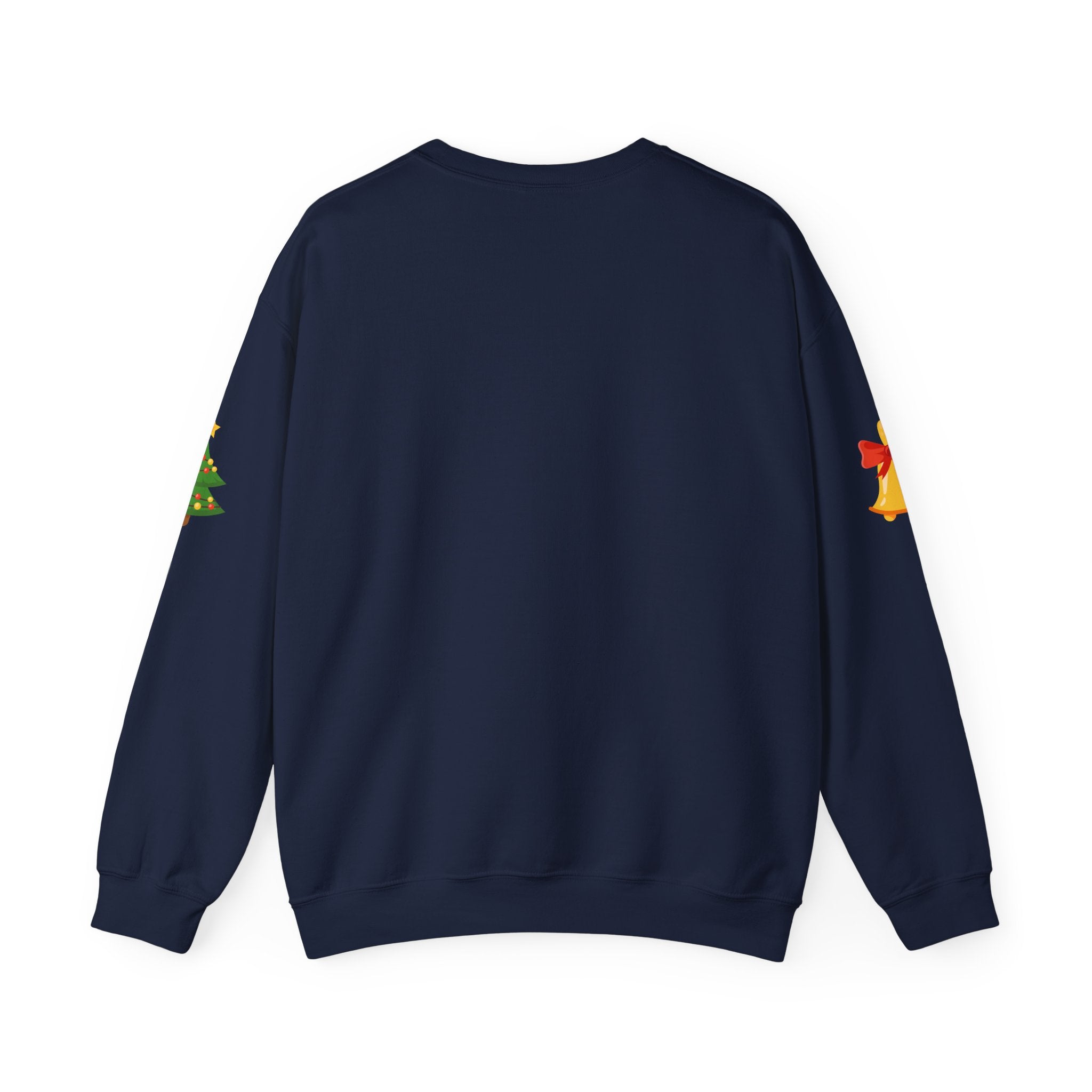 Santa in Wreath Crewneck Sweatshirt Christmas Tree Sleeve Accents