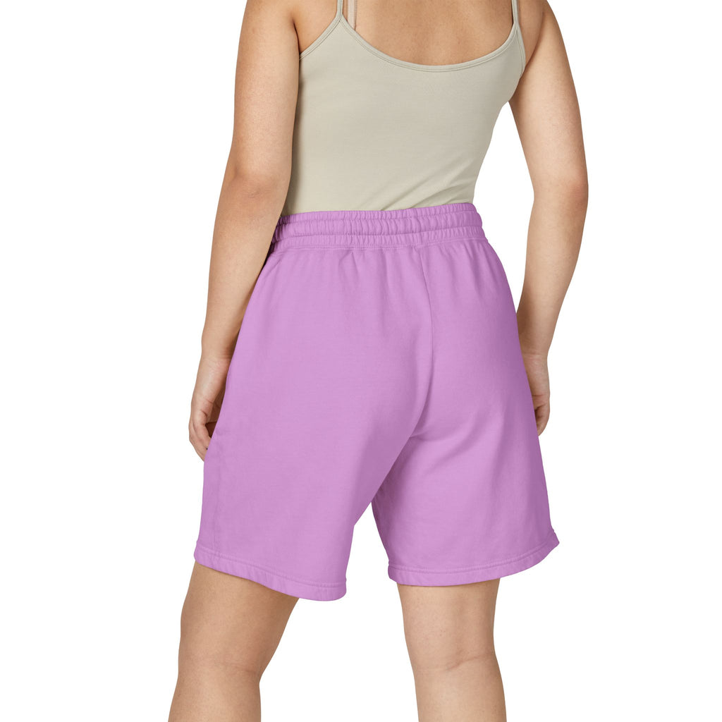 Fleece Sweat Shorts  Cream Lightweight Lounge Shorts with Purple NY Logo