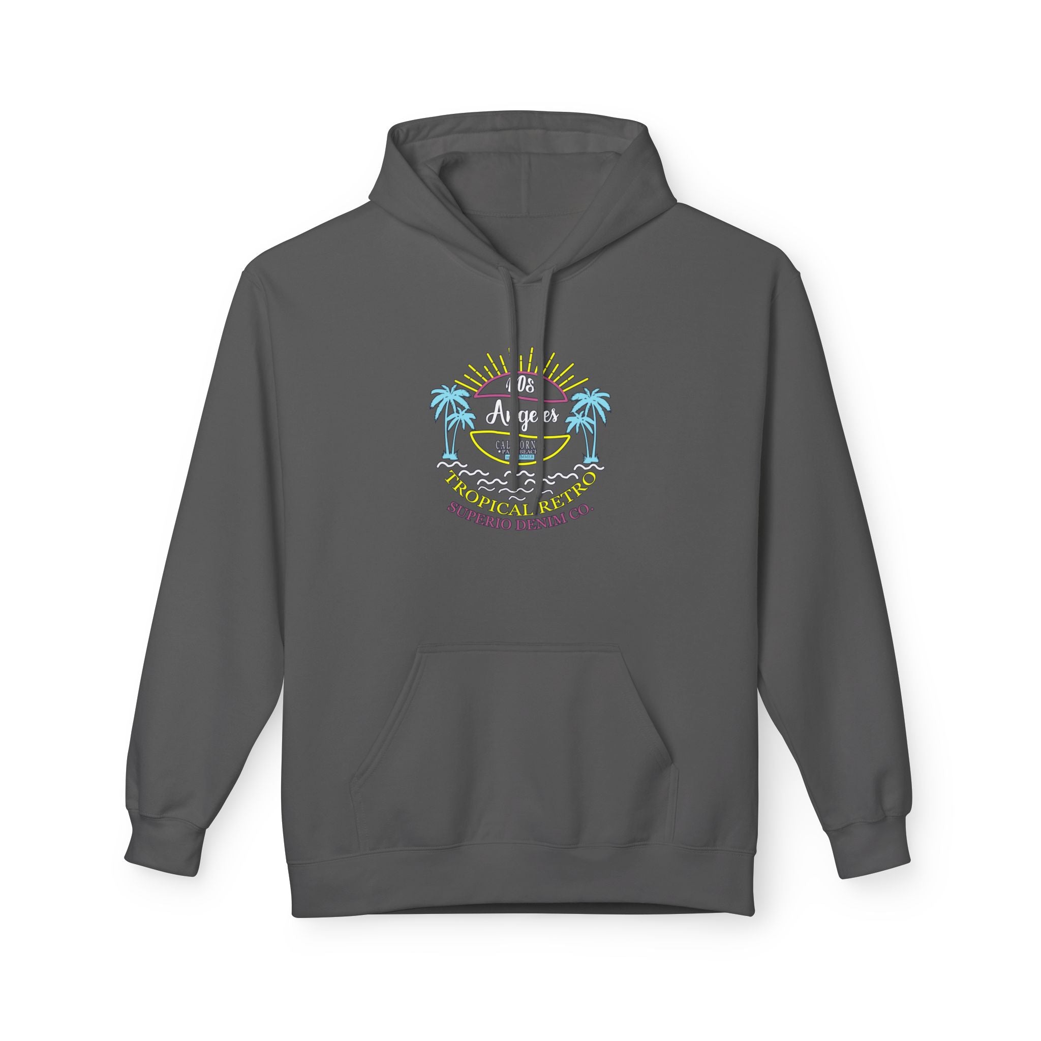Surf Vibes Hoodie Coastal Palms & Sunset Graphic