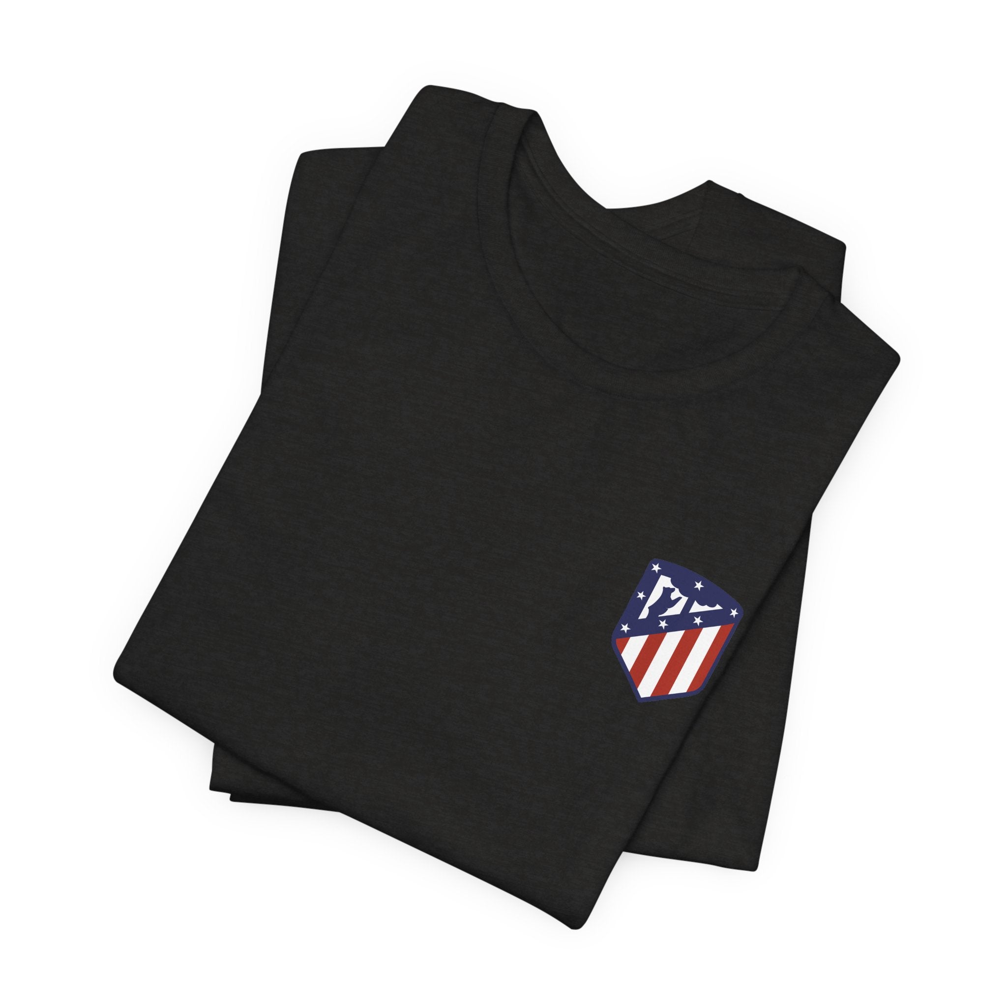 Atletico Madrid Shield T-Shirt Front Chest & Sleeve Logo Soccer Tee