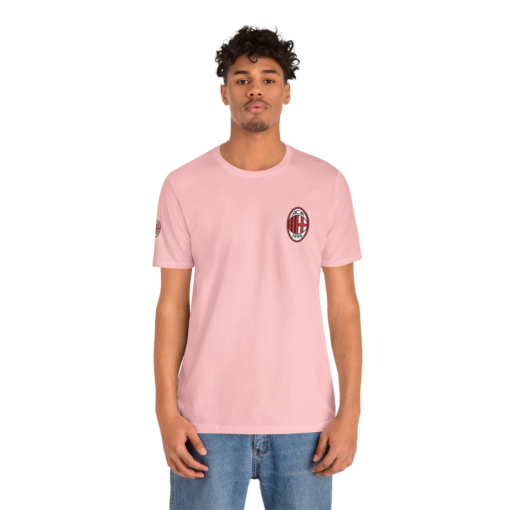 AC Milan Crest T-Shirt Minimal Soccer Tee with 'AC Milan' Back Print