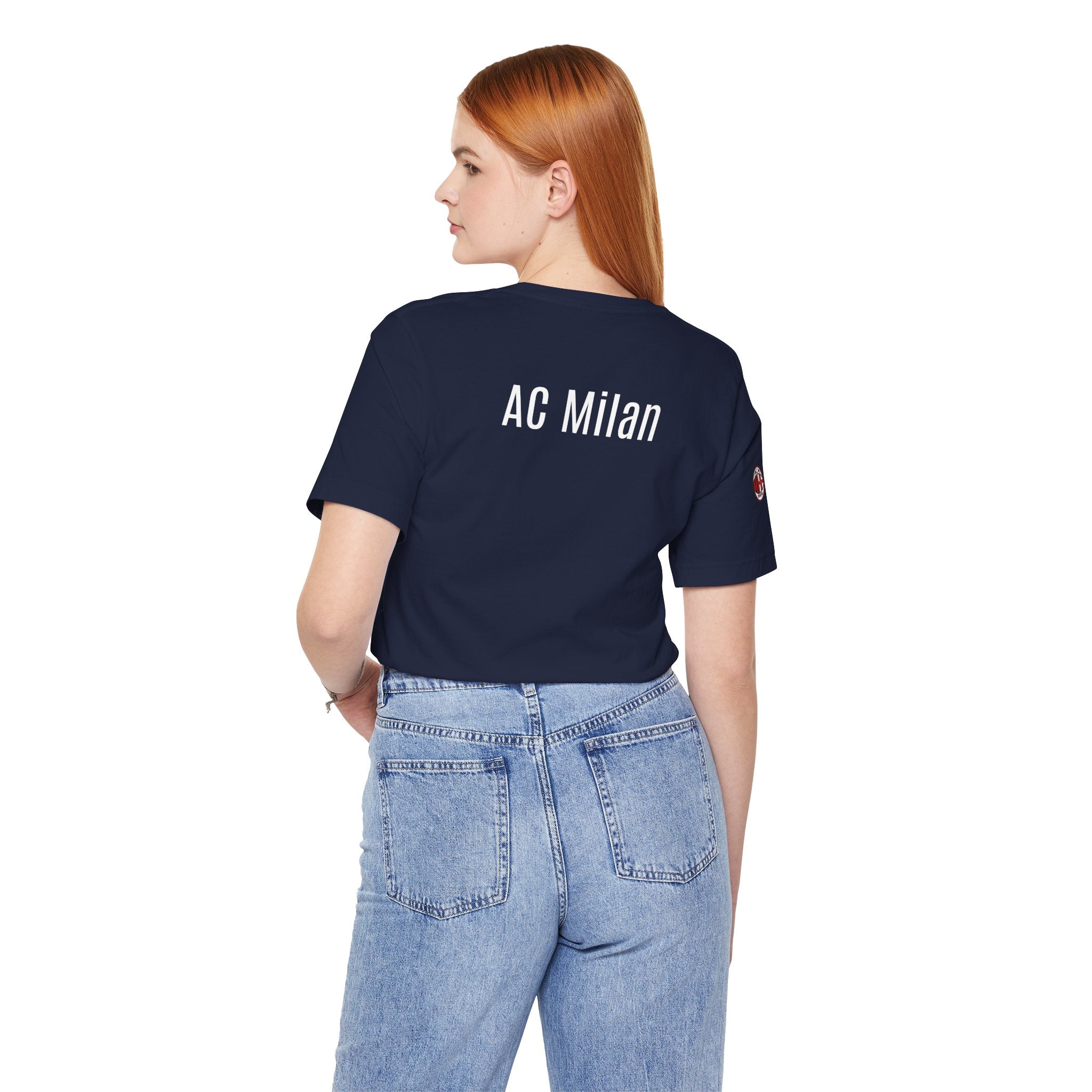 AC Milan Crest T-Shirt Minimal Soccer Tee with 'AC Milan' Back Print