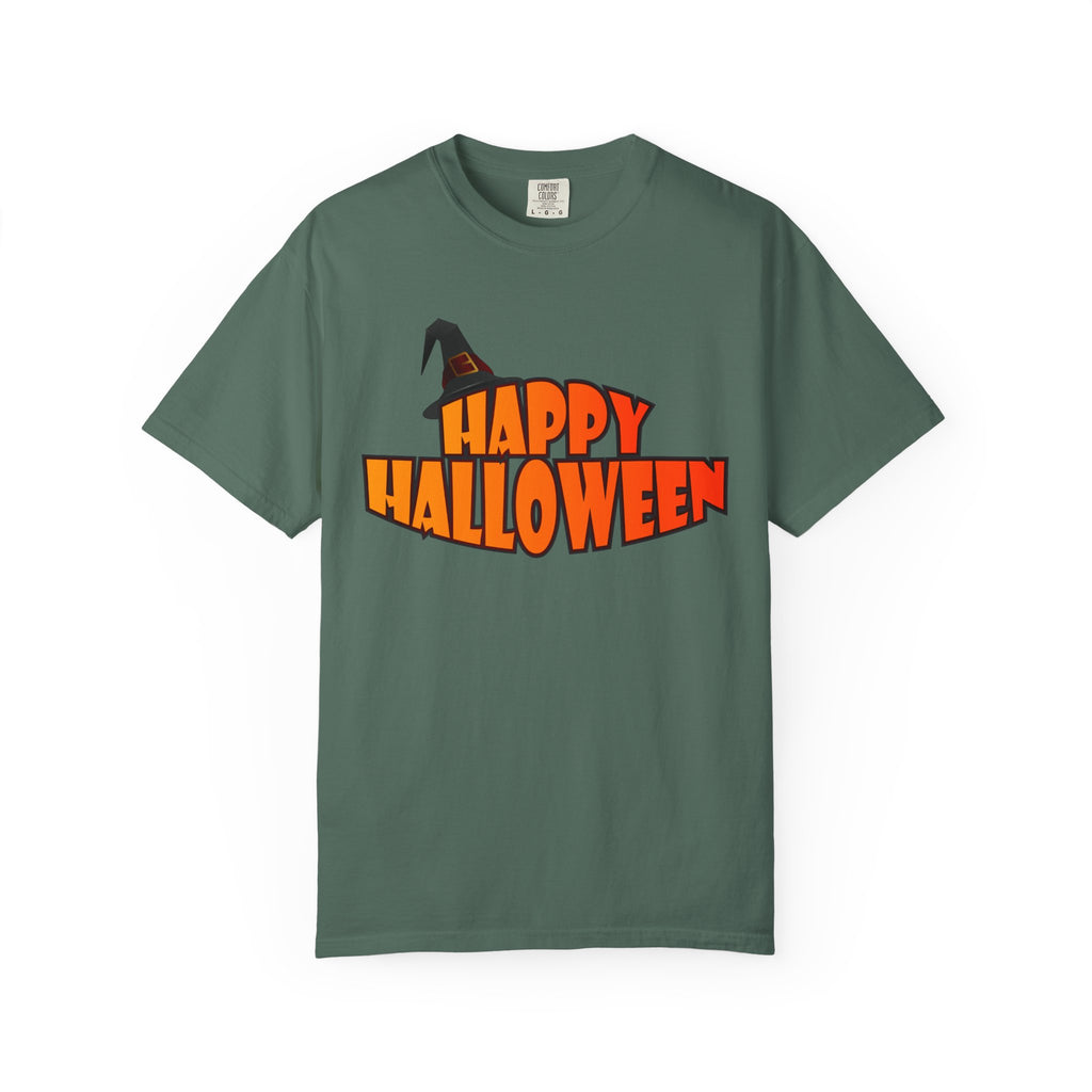 Halloween Icons T-Shirt — "Happy Halloween" Graphic Tee with Spooky Back Illustrations
