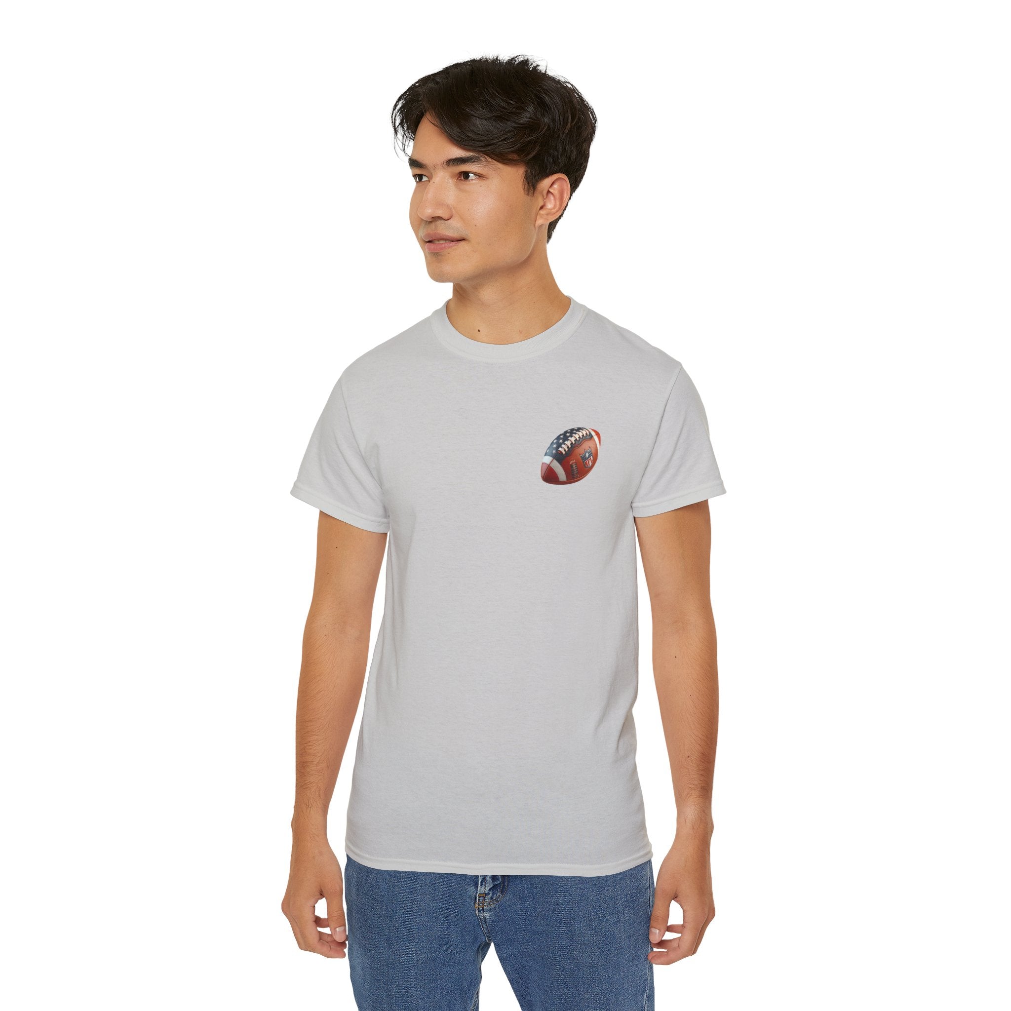 Football Helmet & Ball Graphic Tee  Vintage Red Helmet Short-Sleeve Shirt