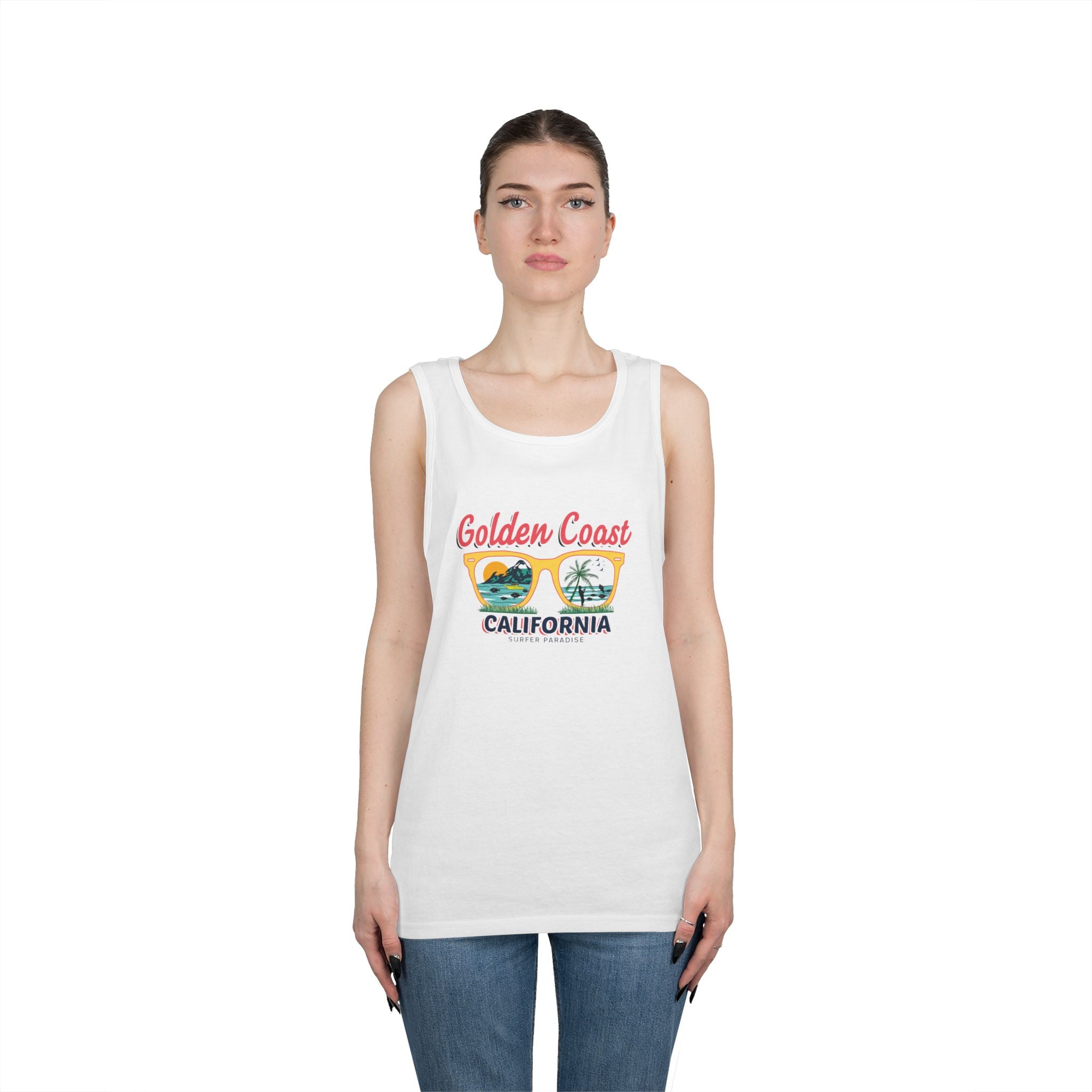 Golden Coast California Tank Top Vintage Beach Palm Graphic