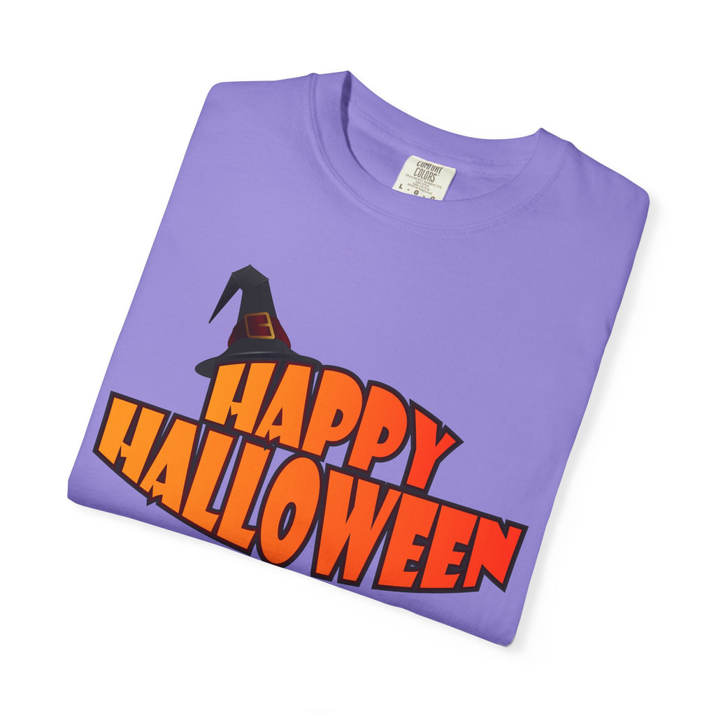 Halloween Icons T-Shirt — "Happy Halloween" Graphic Tee with Spooky Back Illustrations